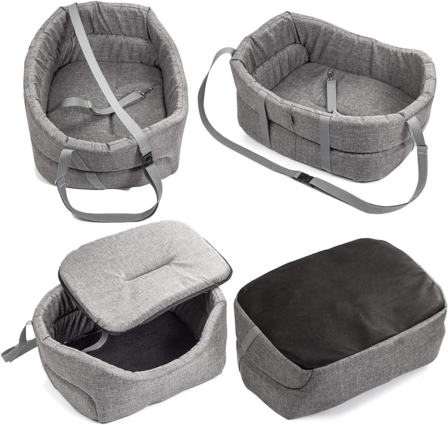 Hunde-Autositz, S (1er Pack) Grau - Polyester: Leinenimitat