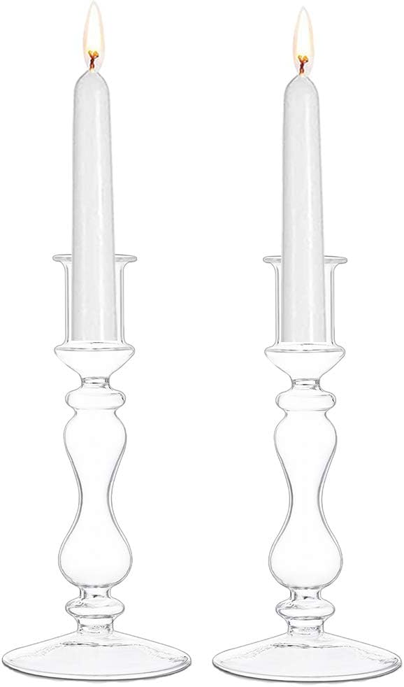 Glas-Taper-Kerzenhalter Set, Klar 2pcs