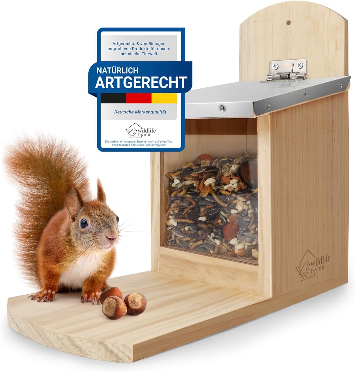 Eichhörnchen Futterhaus, Eichhörnchen-Futterhaus mit Metalldach