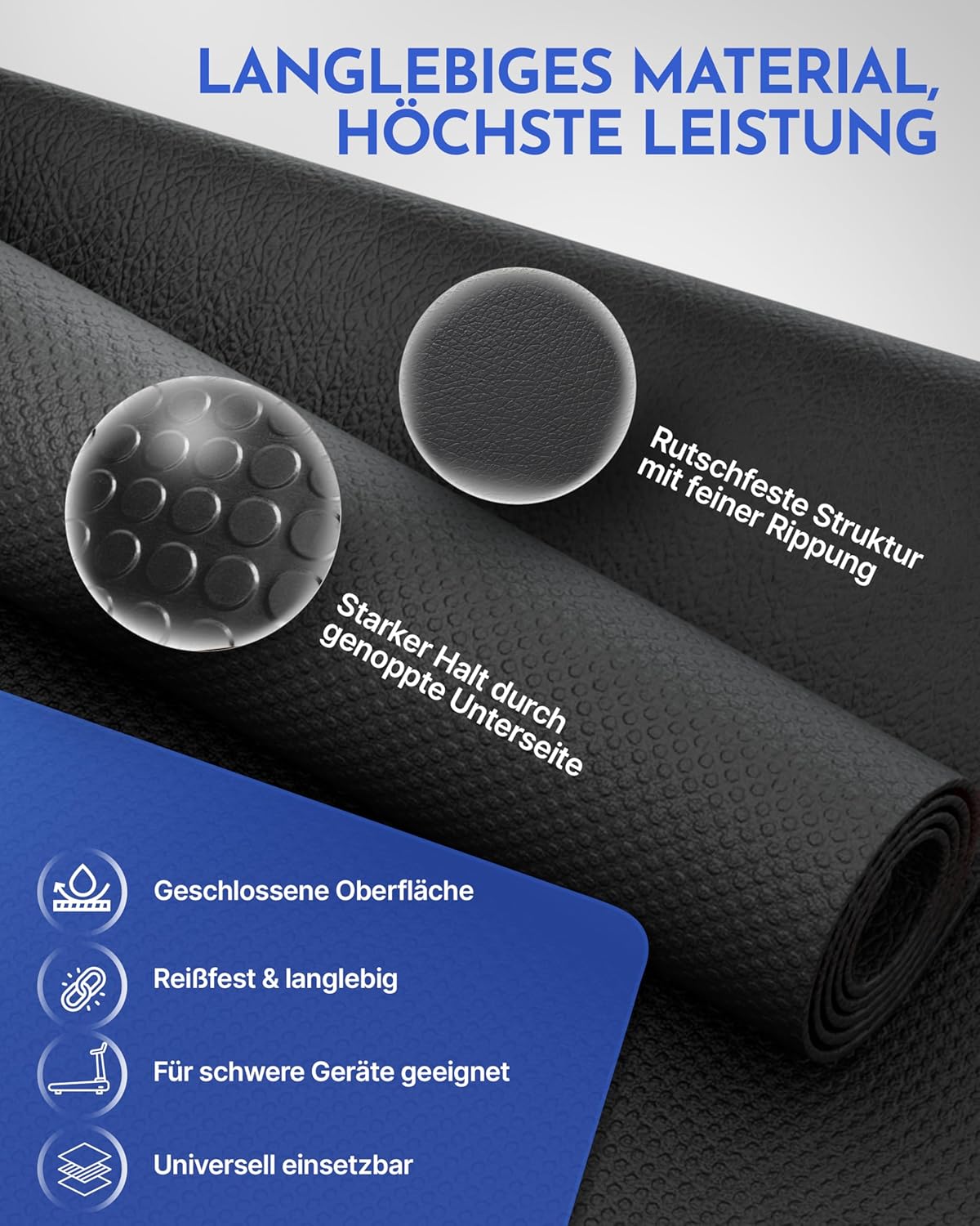 Bodenschutzmatte für Fitnessgeräte, 120 x 60 cm