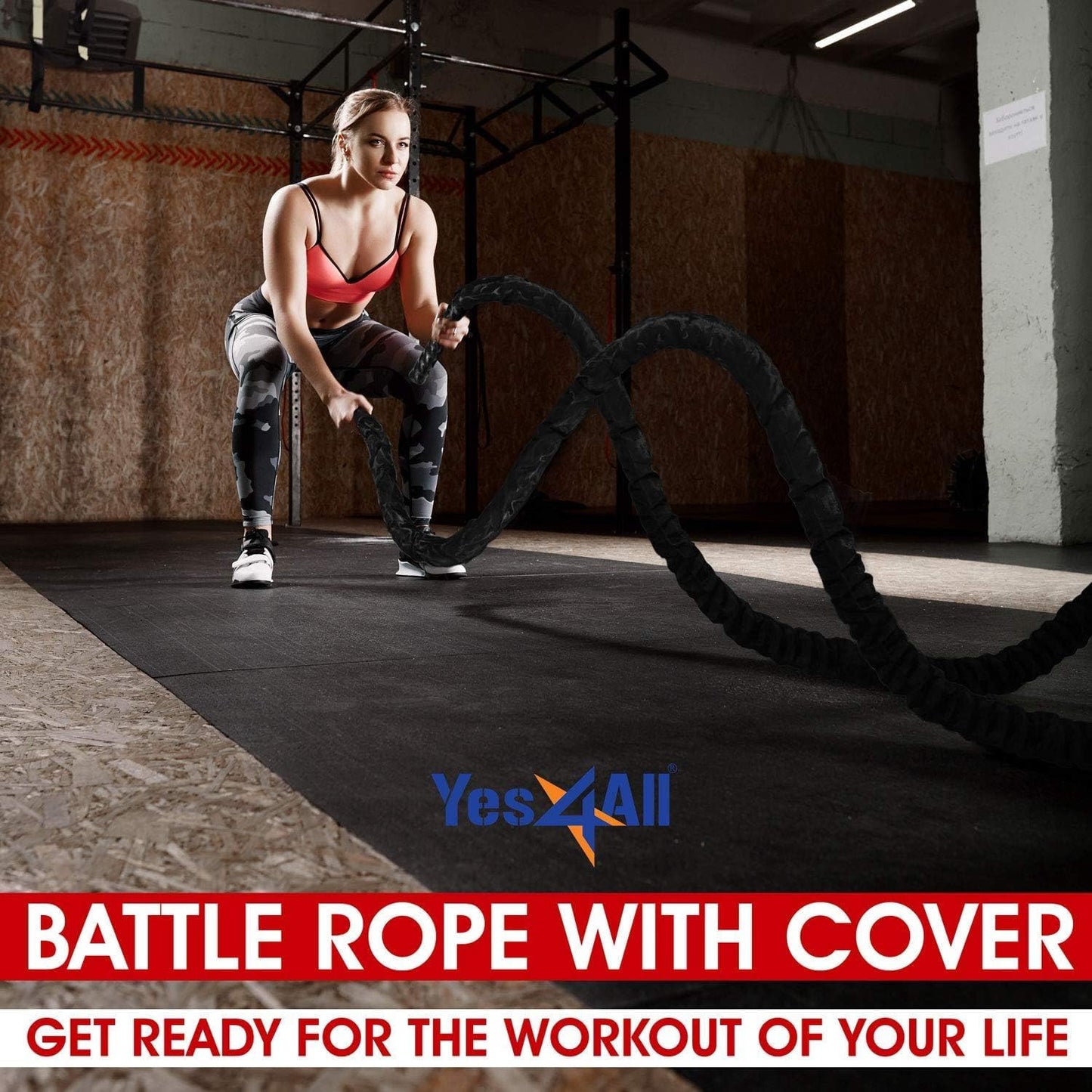 Battle Rope Trainingsseil, C.38mm - 15m Mit Schutzhülle - Anker