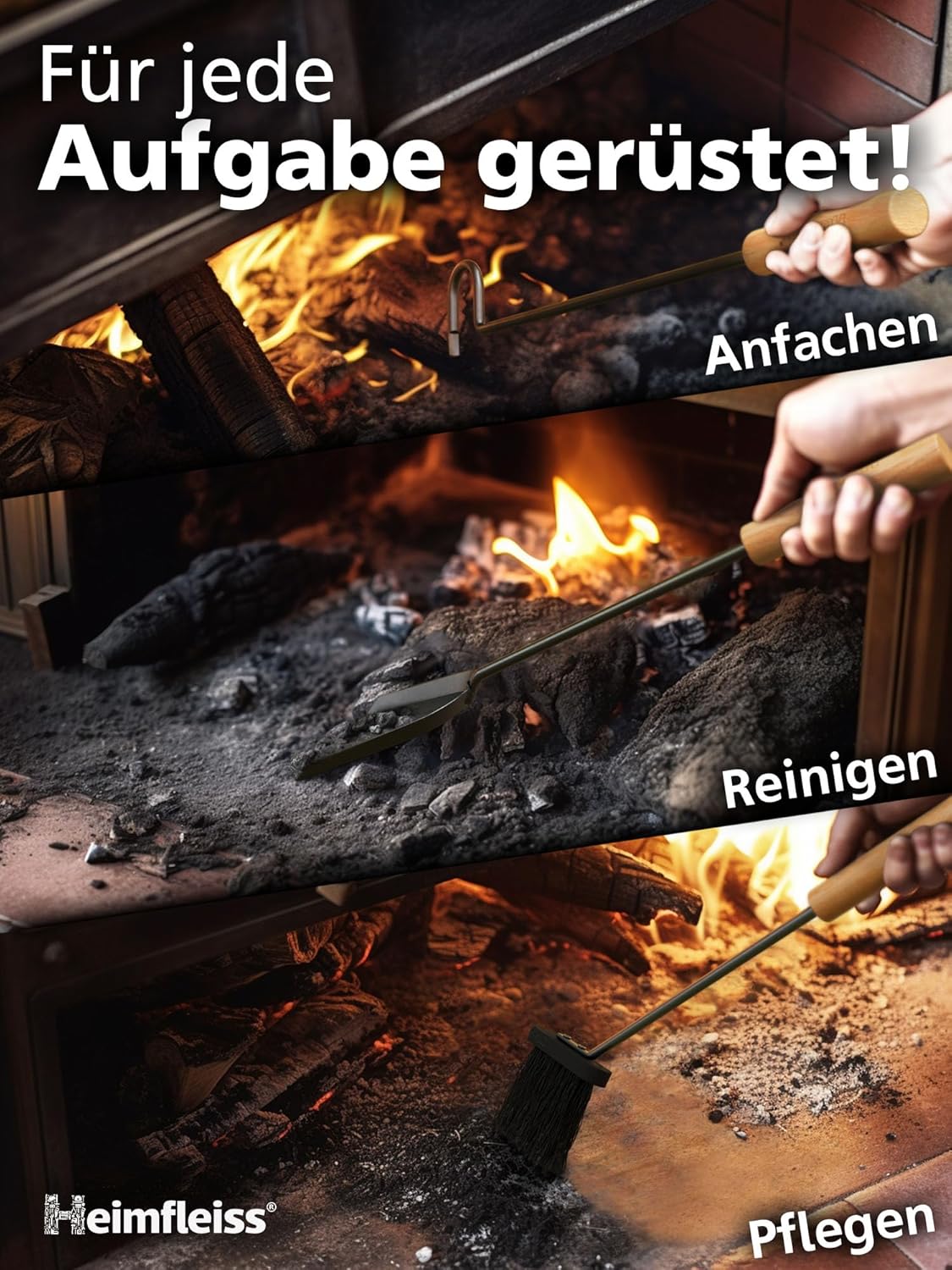 Kaminbesteck-Set, Grau