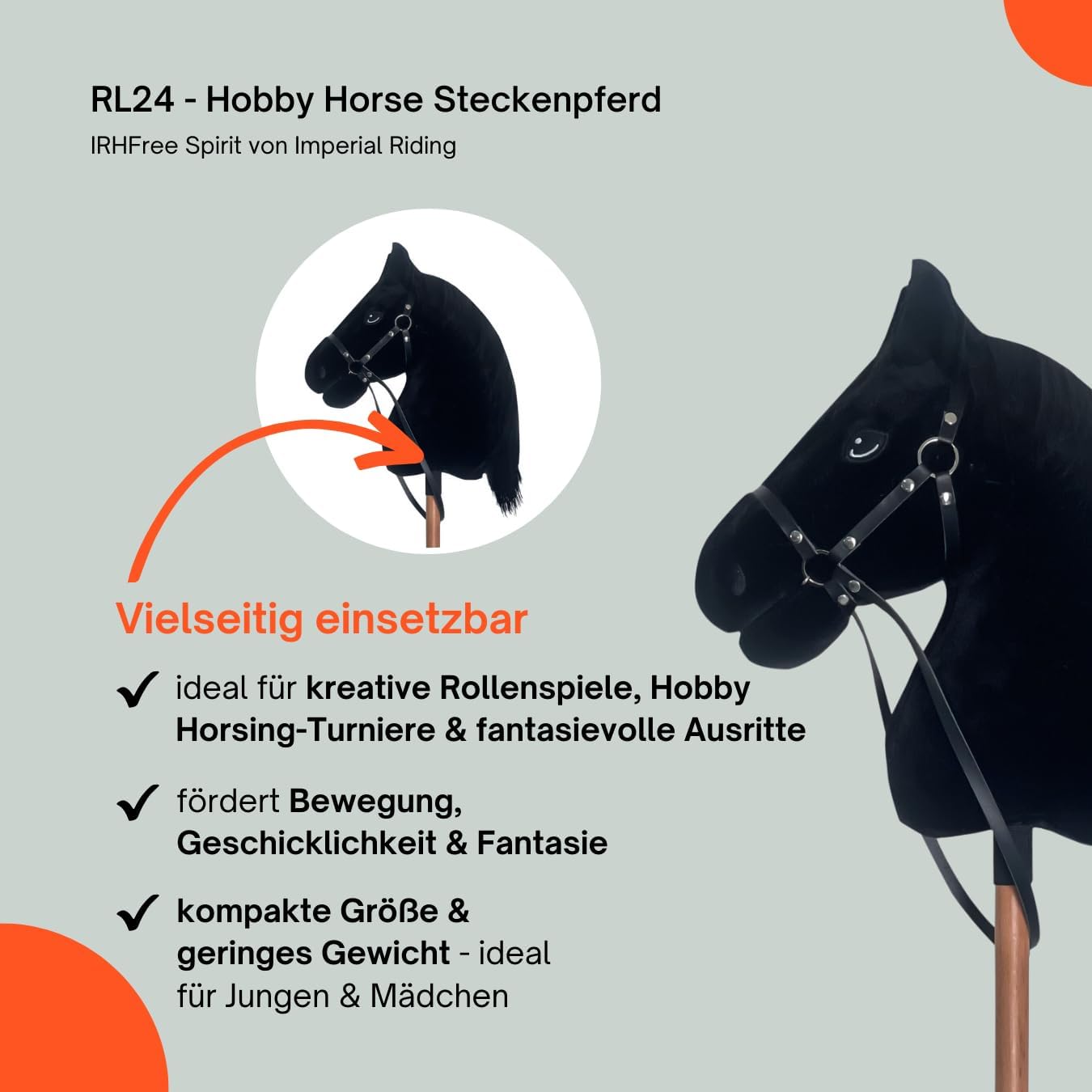 Steckenpferd RL24 für Hobby Horsing, Steckenpferd (Schwarz)