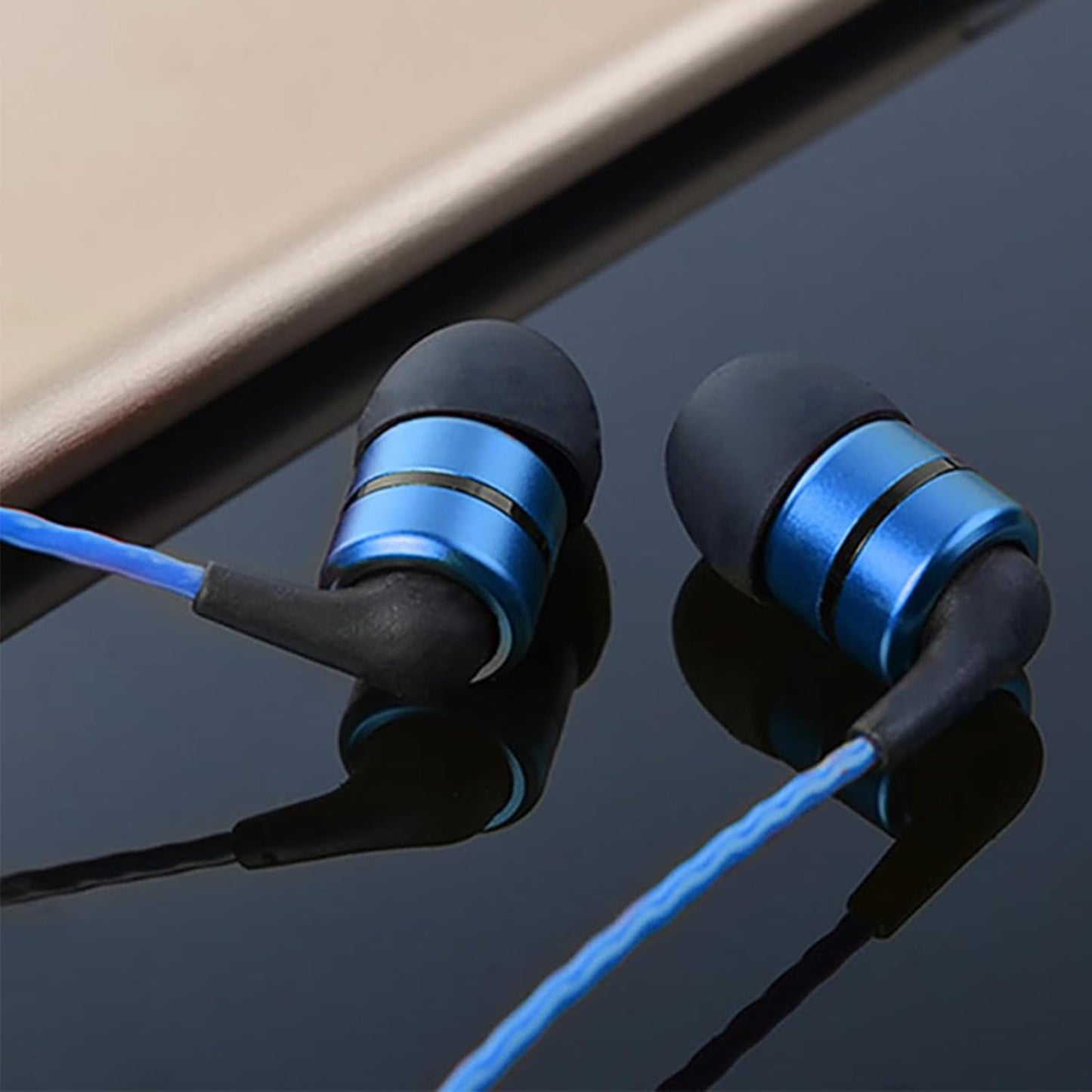 E80C In-Ear Kopfhörer mit Mikrofon und Geräuschisolierung, Blau