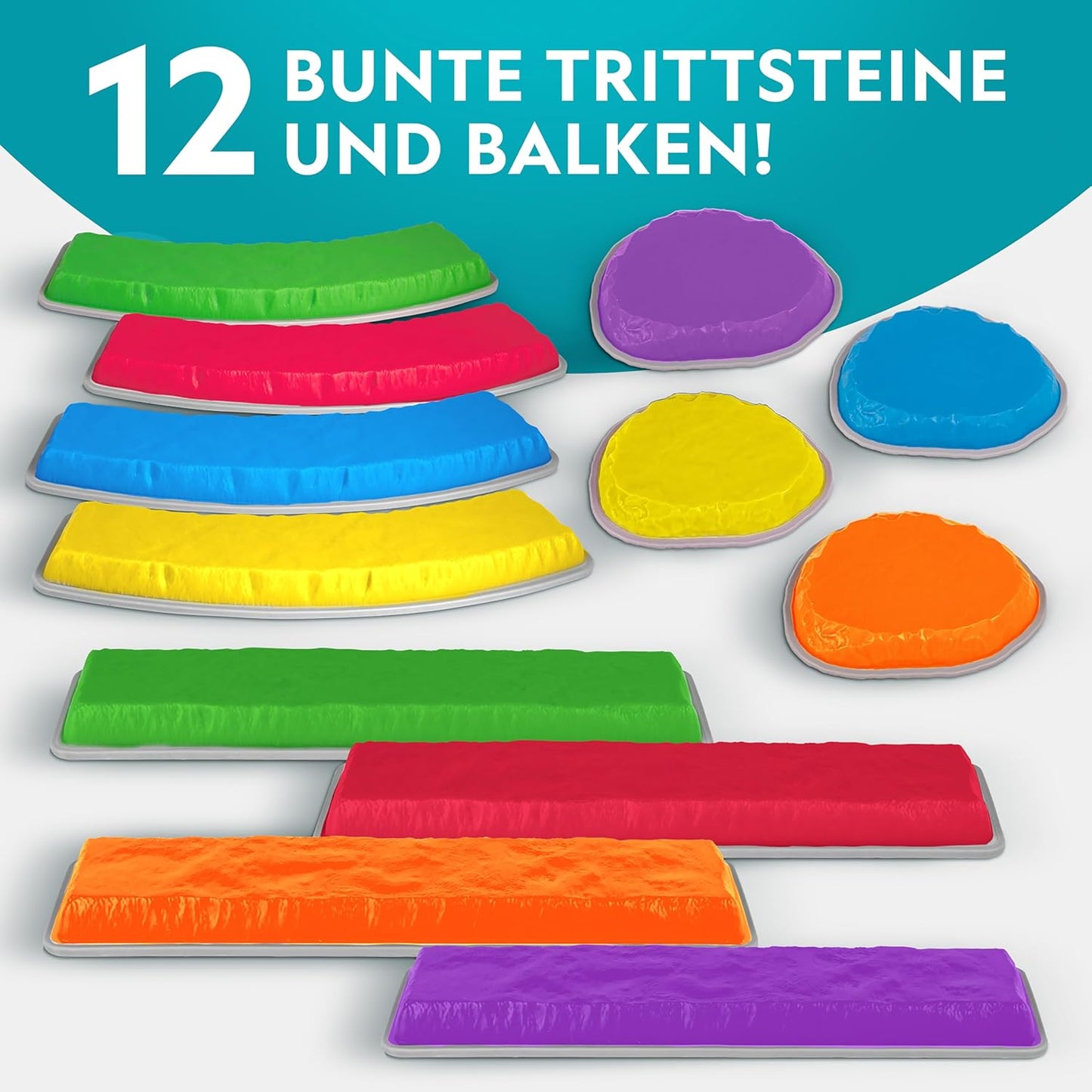 National Geographic Kids Balanciersteine & Balance-Balken, 12-teiliges Hindernisparcours-Set