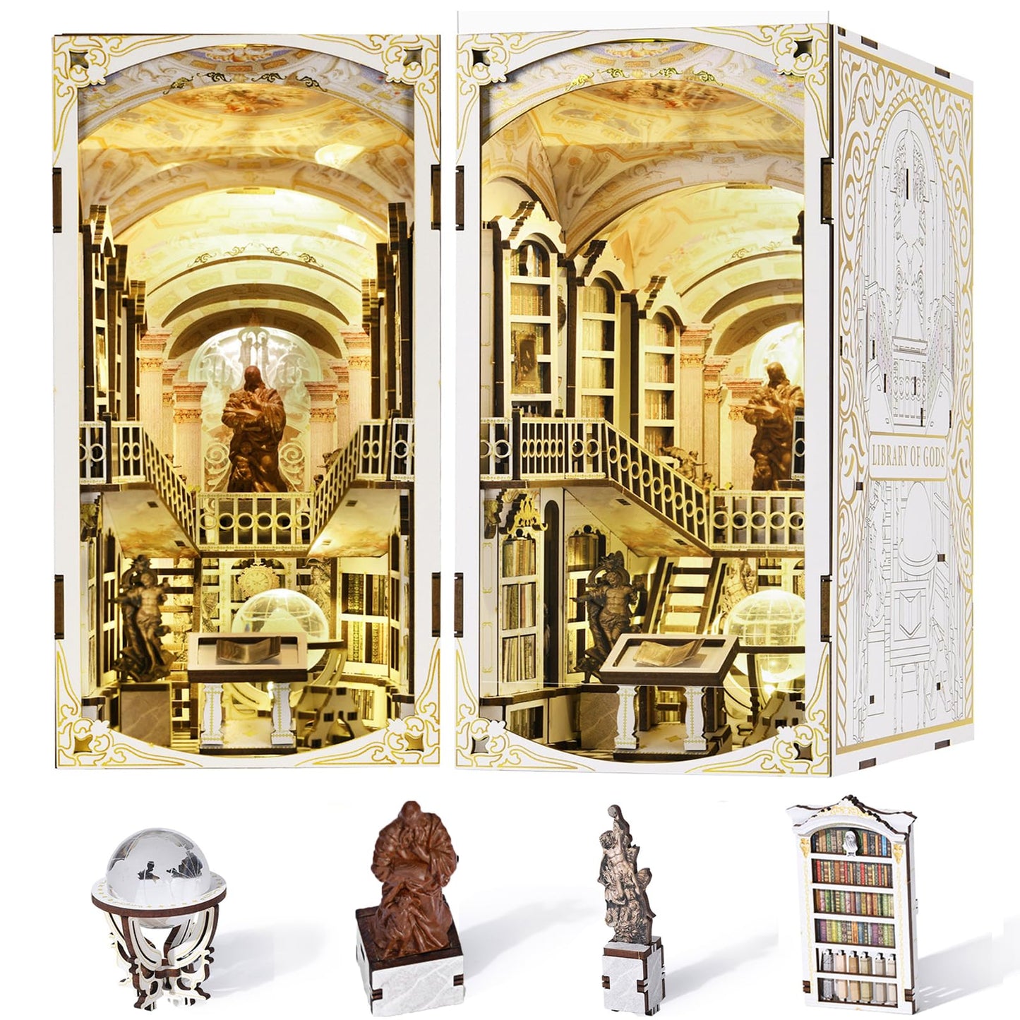 Book Nook Kit Library of Gods mit LED-Licht, Library Of Gods