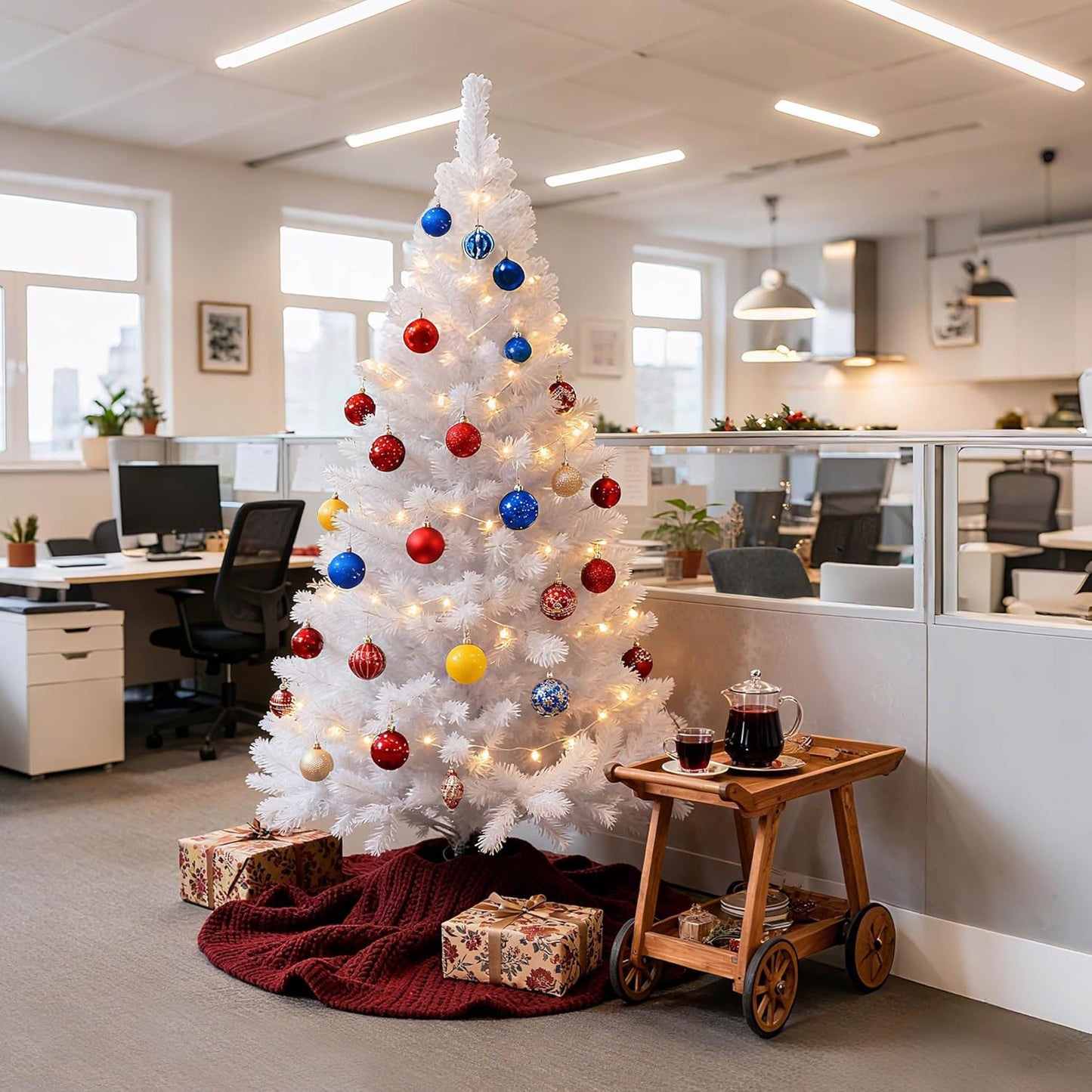 Künstlicher Weihnachtsbaum mit Metallständer, Weiss Pvc 240 cm