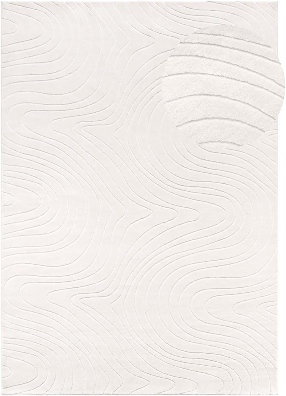 Rutschfeste Badematte, waschbar, Creme Abstrakte Wellen 120 x 170 cm (Rechteckig)