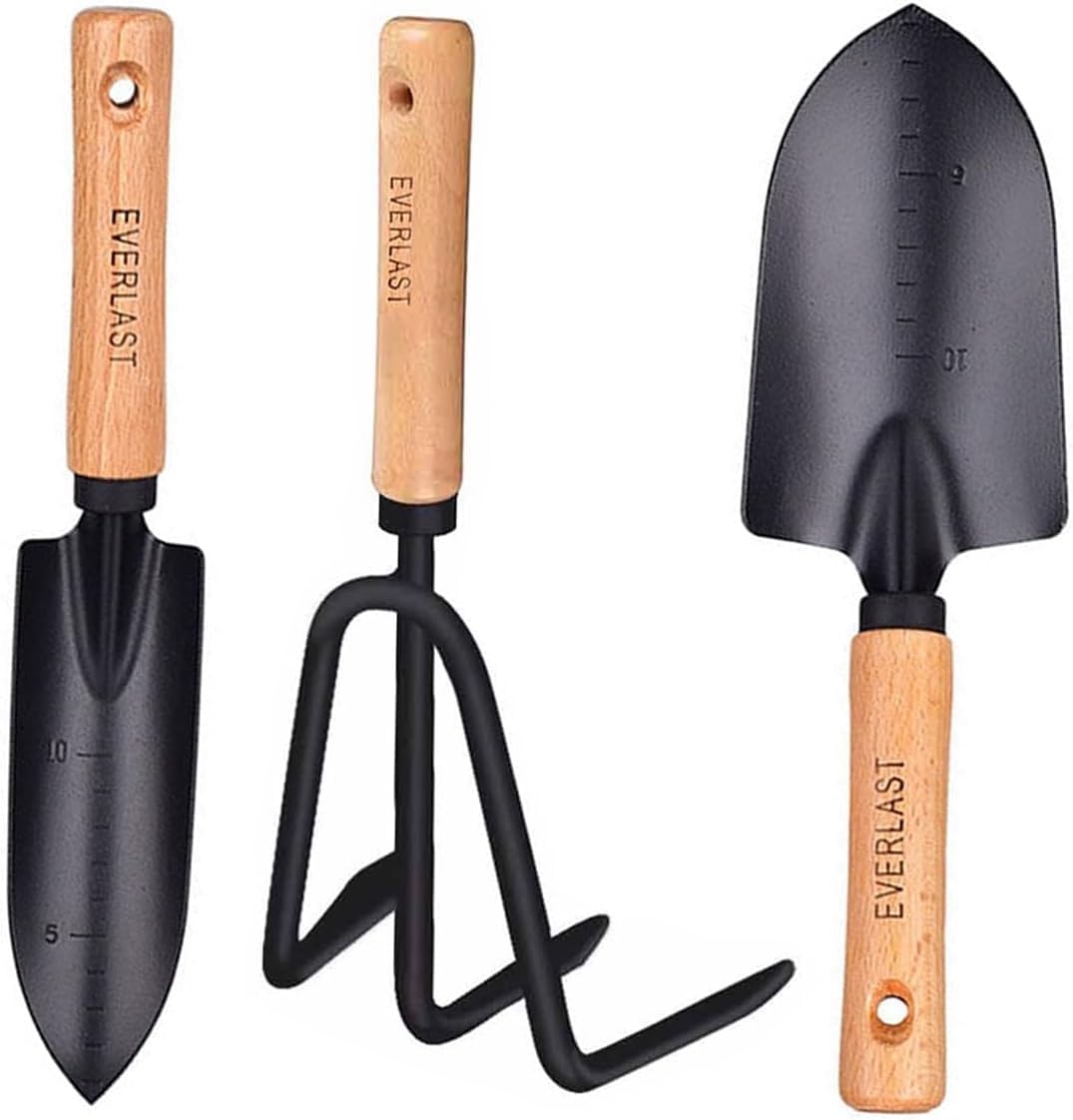 3-teiliges Gartenwerkzeug-Set, Large Set Schwarz