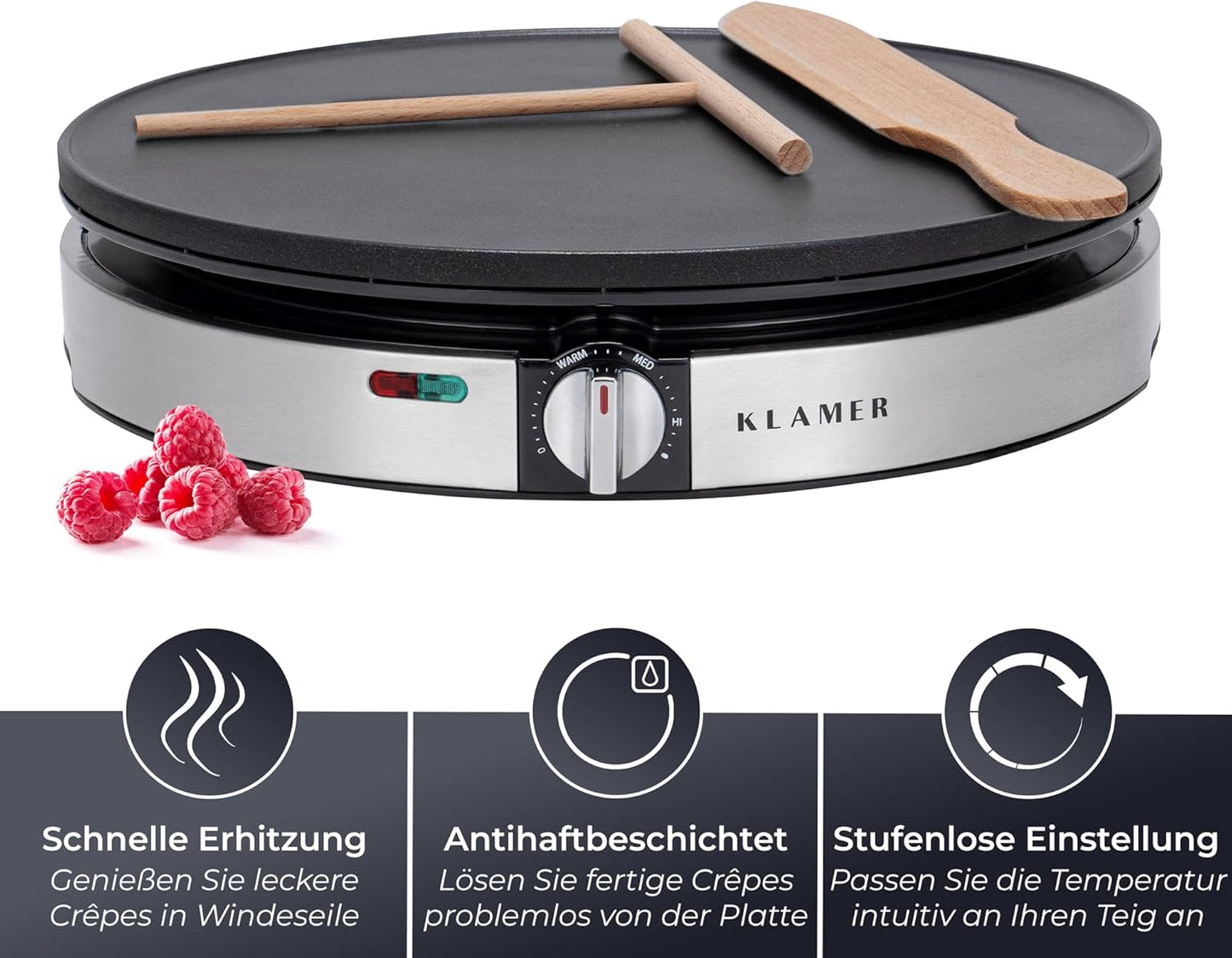 Crepes Maker mit 30cm antihaftbeschichtetem Eisen, Classic 1400