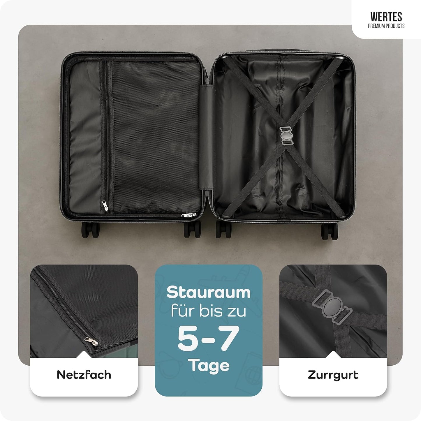 Handgepäck Trolley mit Doppelrollen, Hellblau Handgepäck - 55x40x20cm