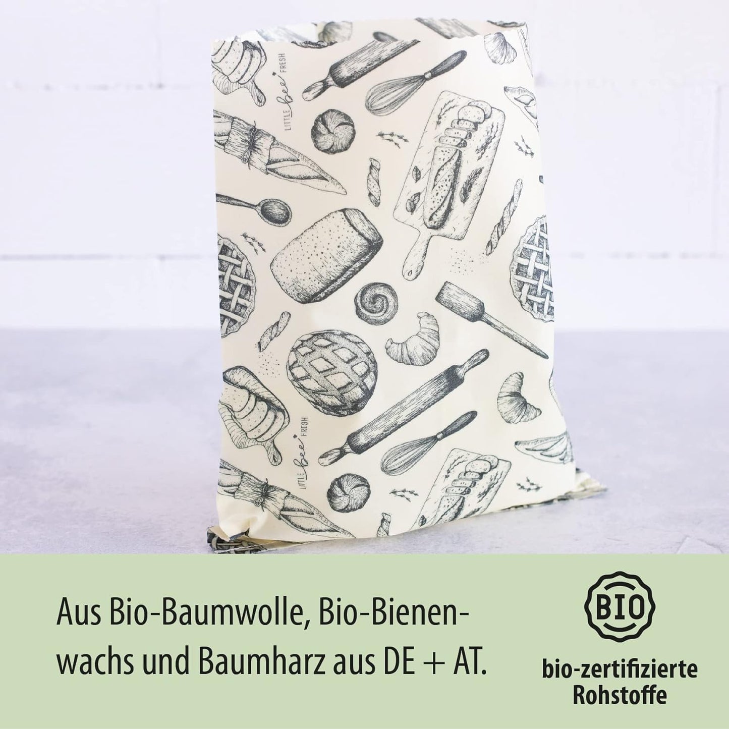 Bio-Bienenwachstuch Brotbeutel, Brotbeutel