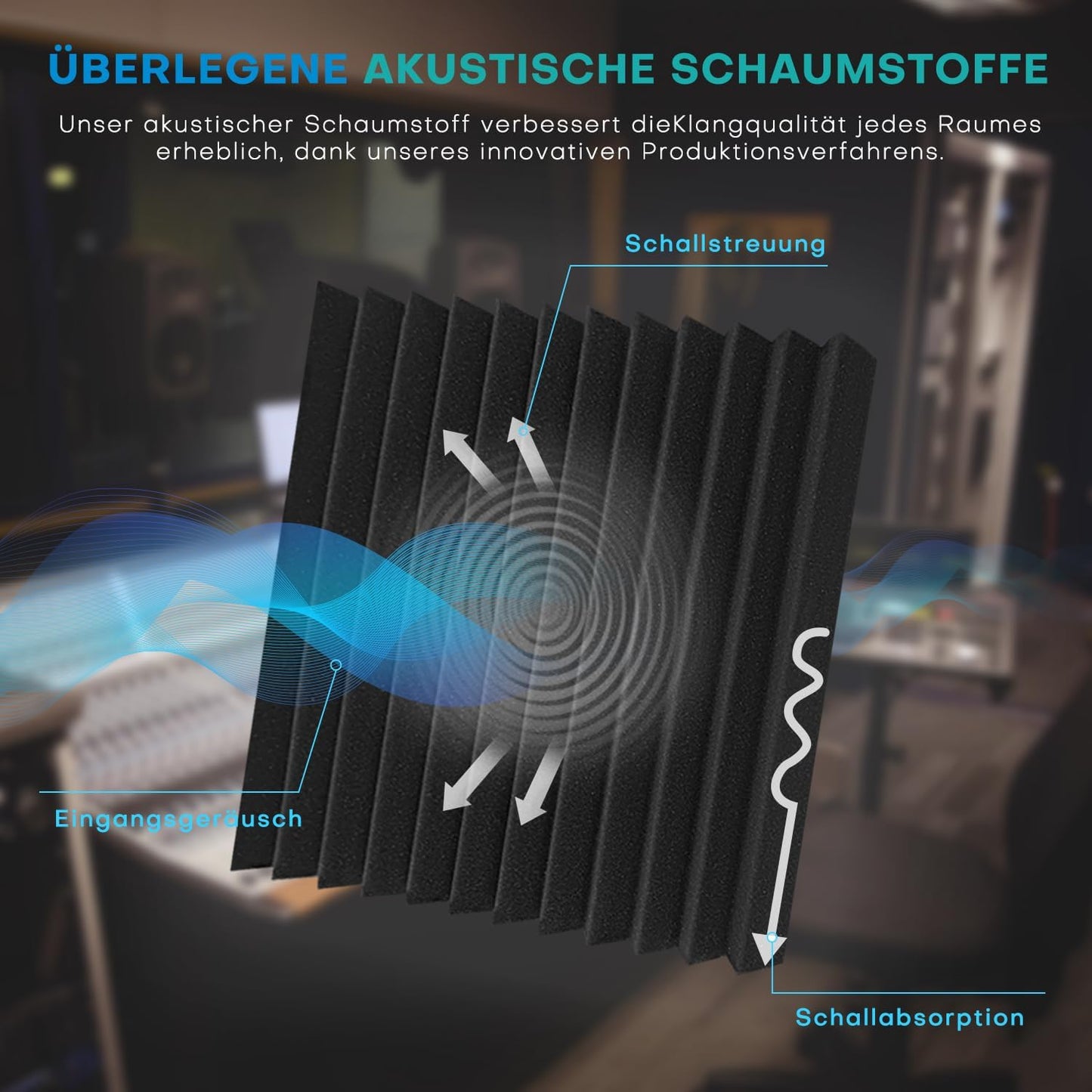 Akustikschaumstoffplatten Set, 52 Stück 2.5CM