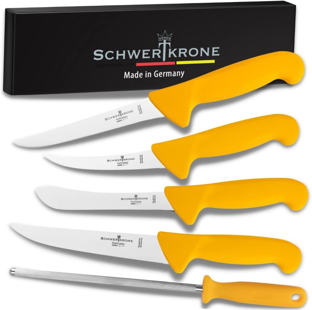 5-teiliges Metzgermesser-Set inkl. Wetzstahl, 5-teiliges Set
