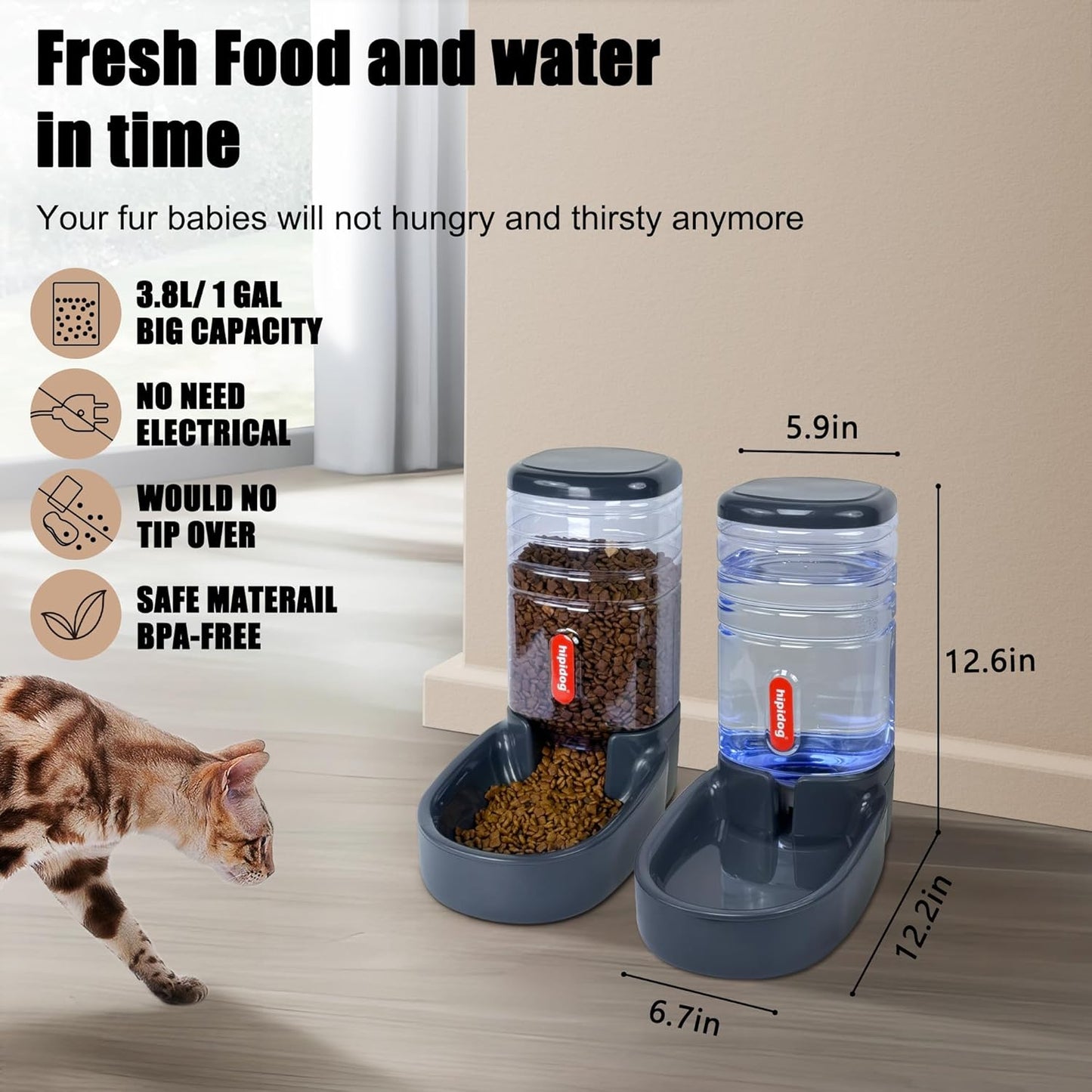 Automatischer Futter- und Wasserspender, deep gray
