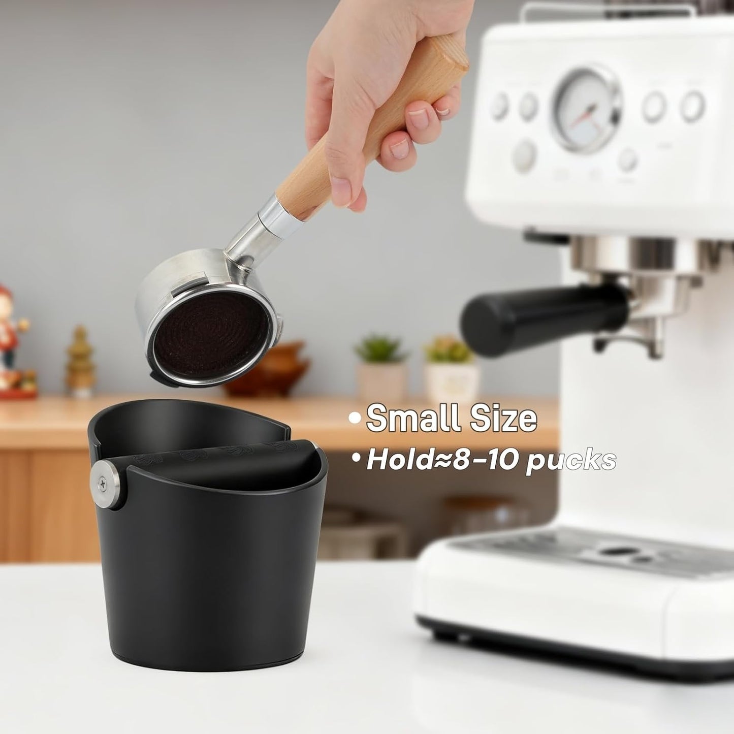 Espresso Knock Box mit Bürste und Rutschschutz