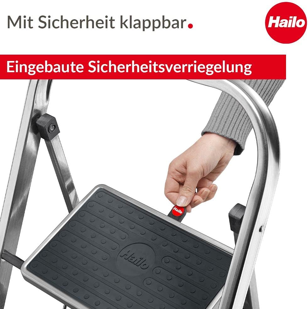 K70 Alu-Klapptritt-Leiter, 3 Stufen Silber