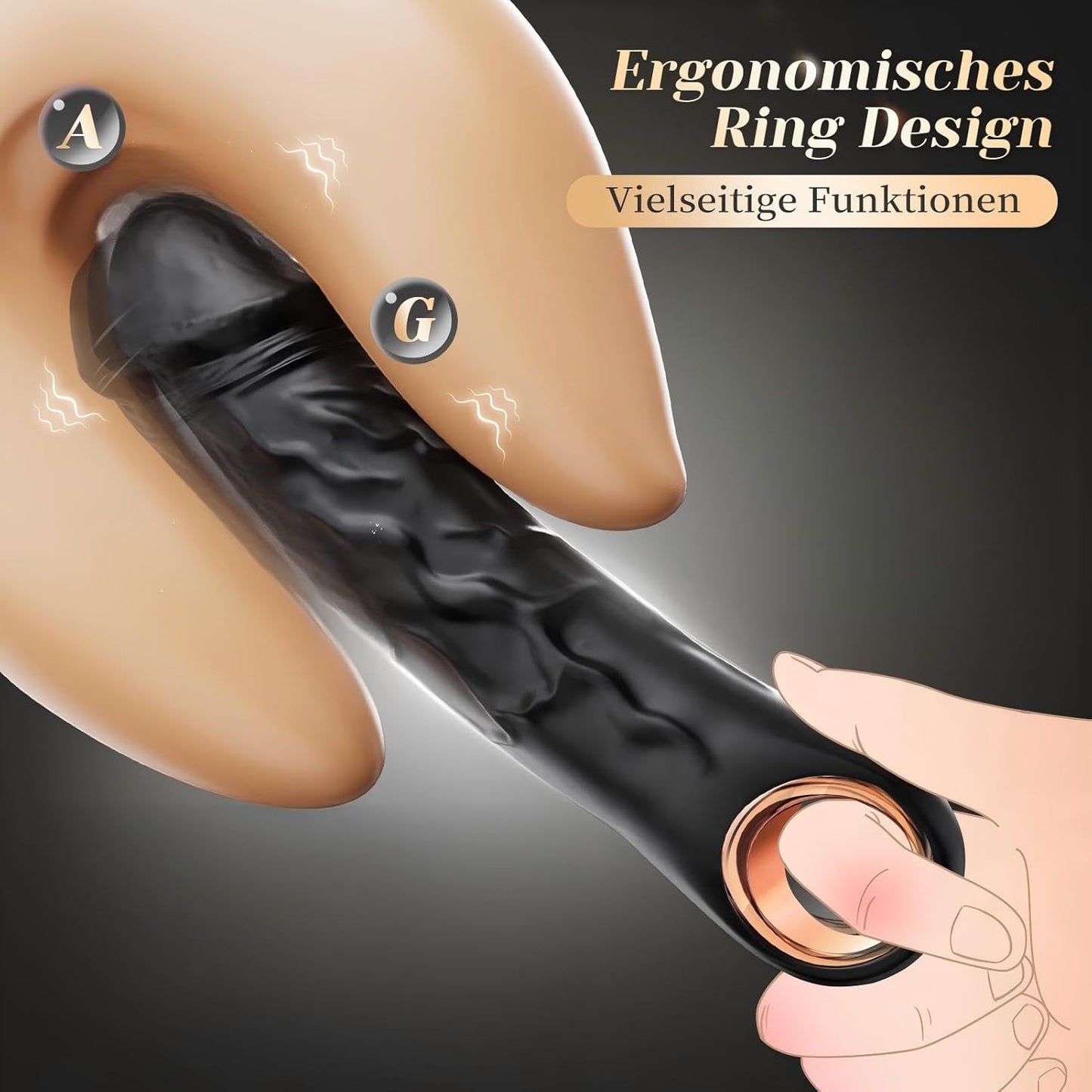 Klassischer Vibrator mit 10 Vibrationen und App-Steuerung, Tiefschwarz