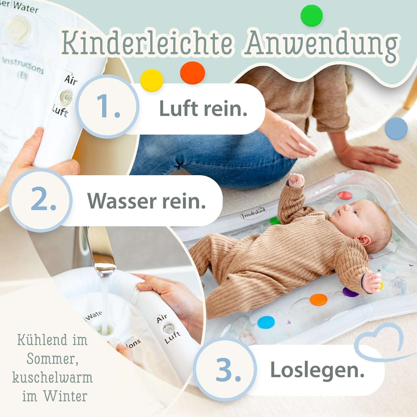 Wasserspielmatte, Zirkustiere (wolkenweiss)