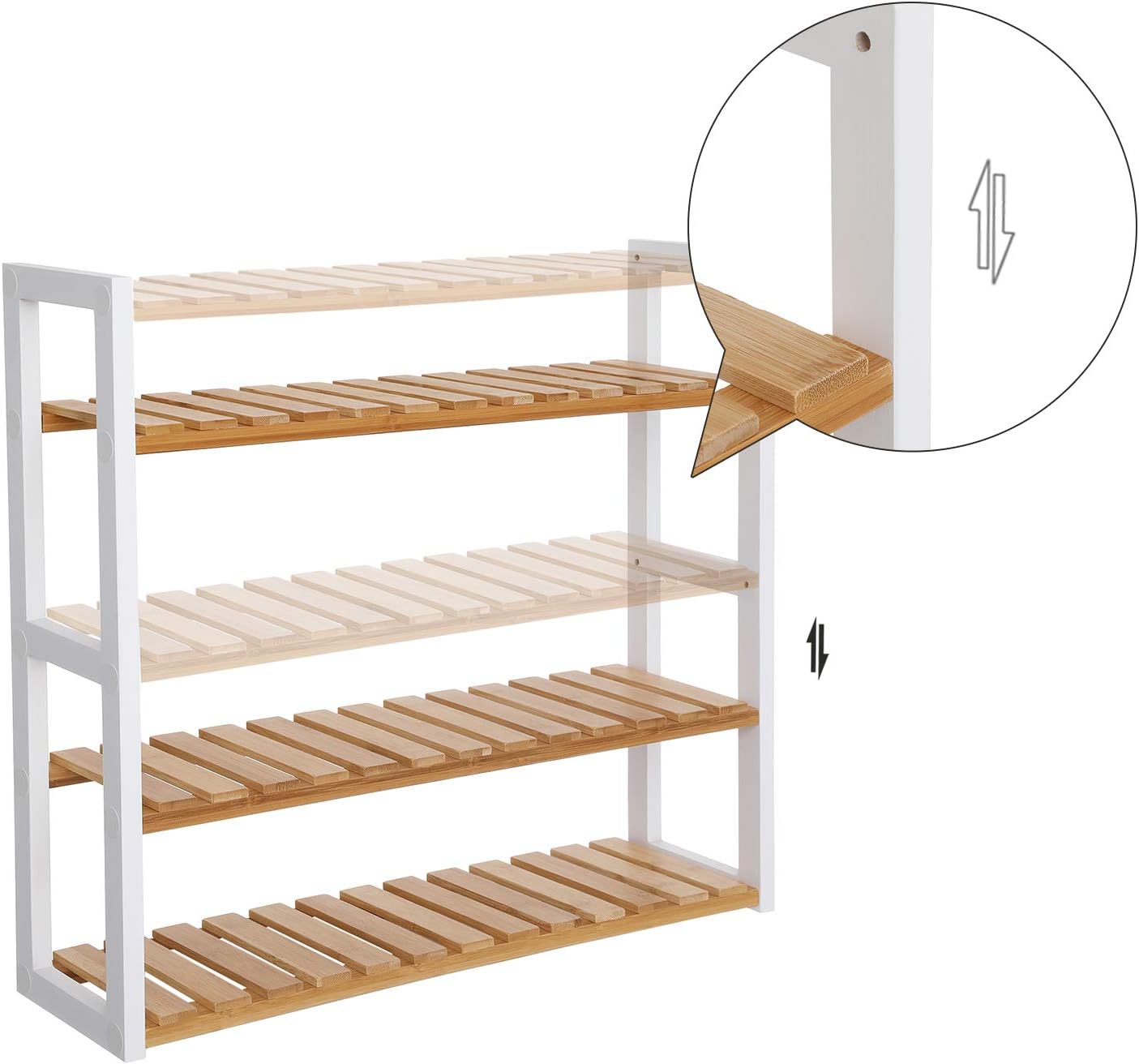 Regal BCB13WN mit 3 verstellbaren Ablagen, Weiss + Natur