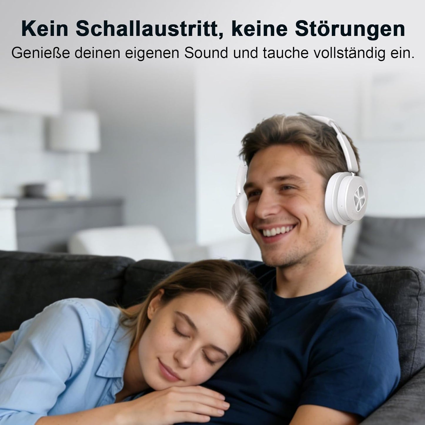 Kabellose TV-Kopfhörer mit Sender-Ladestation, silberweiss