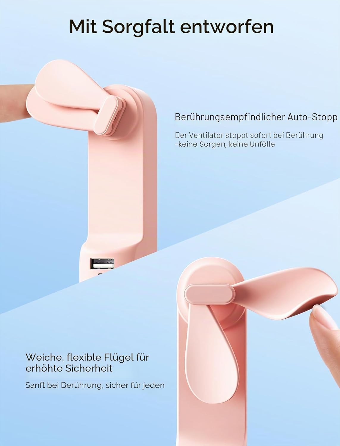 Mini Handventilator, Rosa