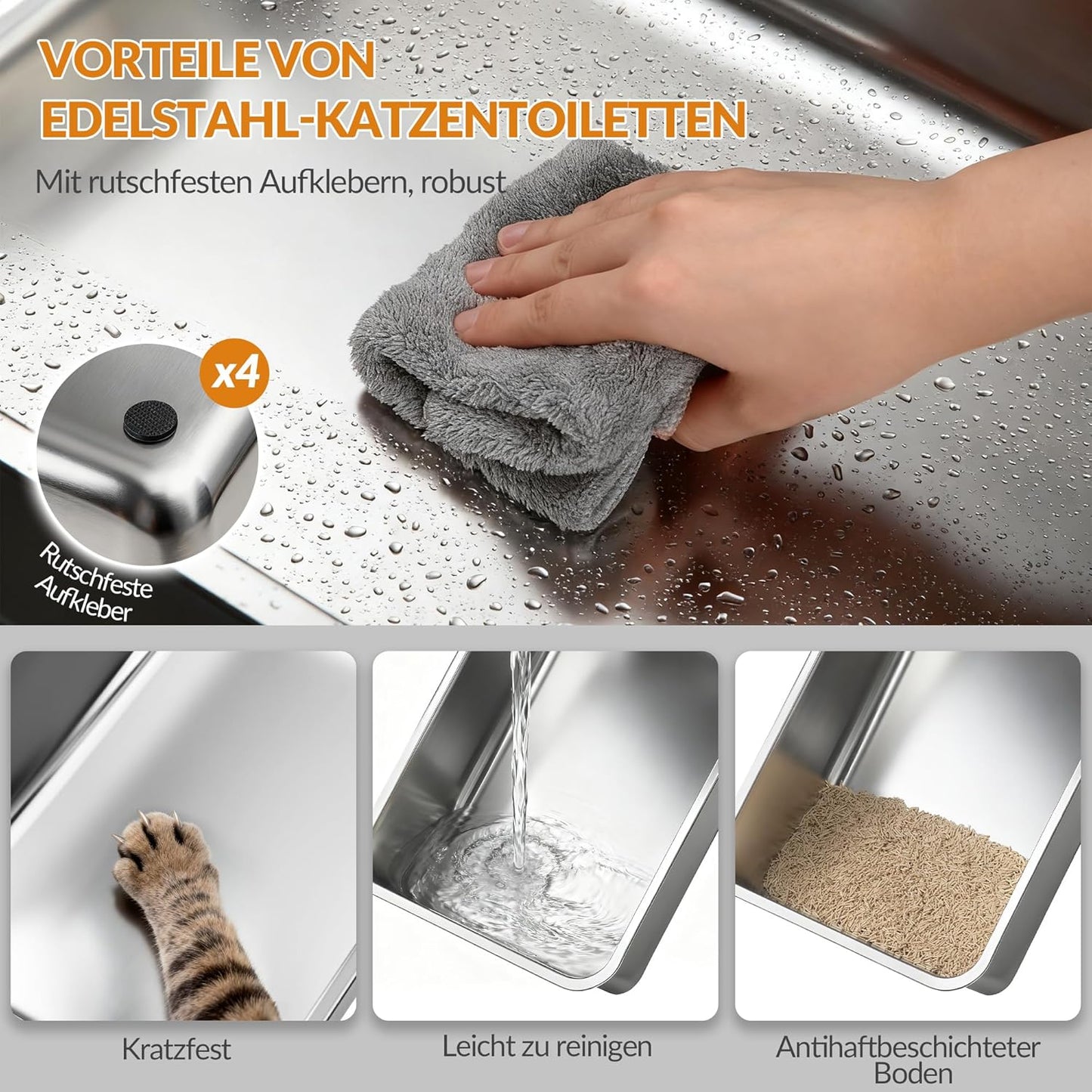 Geschlossene Katzentoilette mit Klappdeckel, Gris Foncé 1 Unité