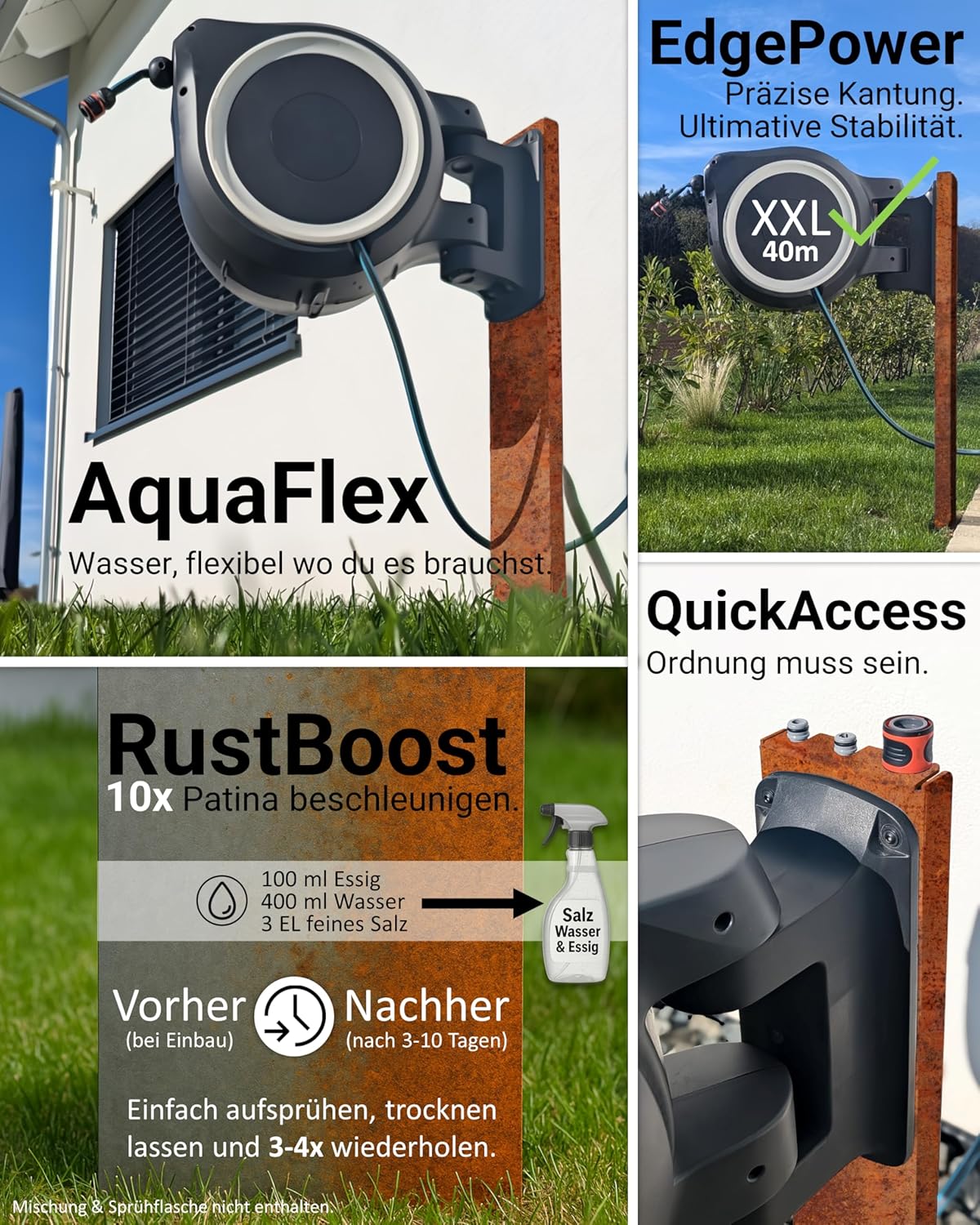 Halterung für Schlauchboxen, Cortenstahl - Blank