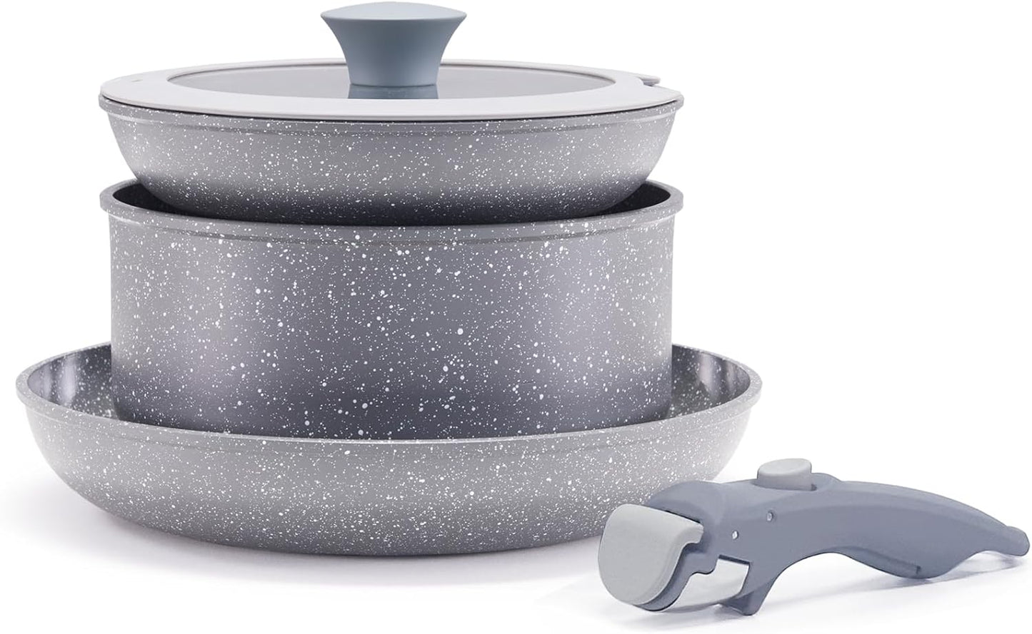 Keramik Kochgeschirr-Set (5-teilig, antihaft), 5-teilig Grau