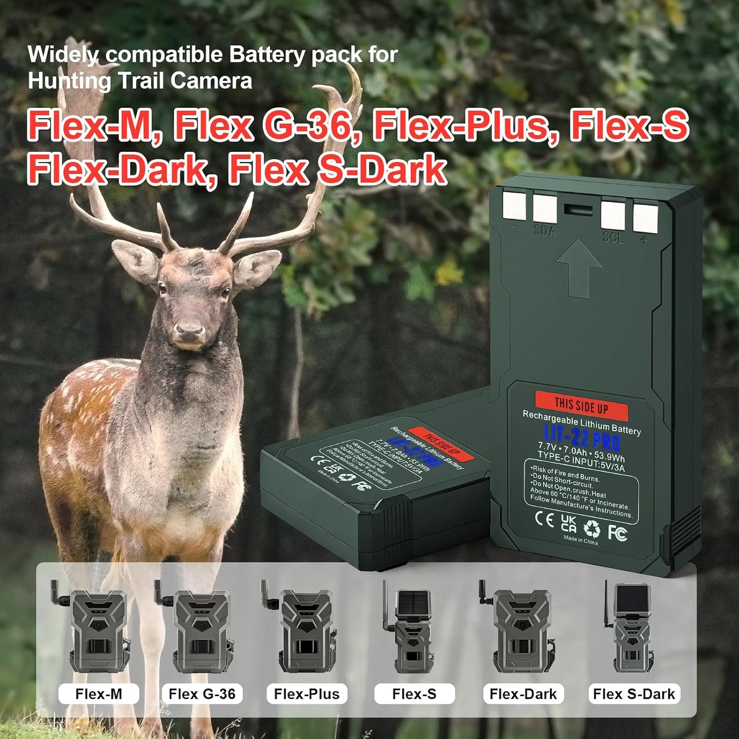 Akku 7000mAh für Spypoint LIT-22 Pro Serie, Green
