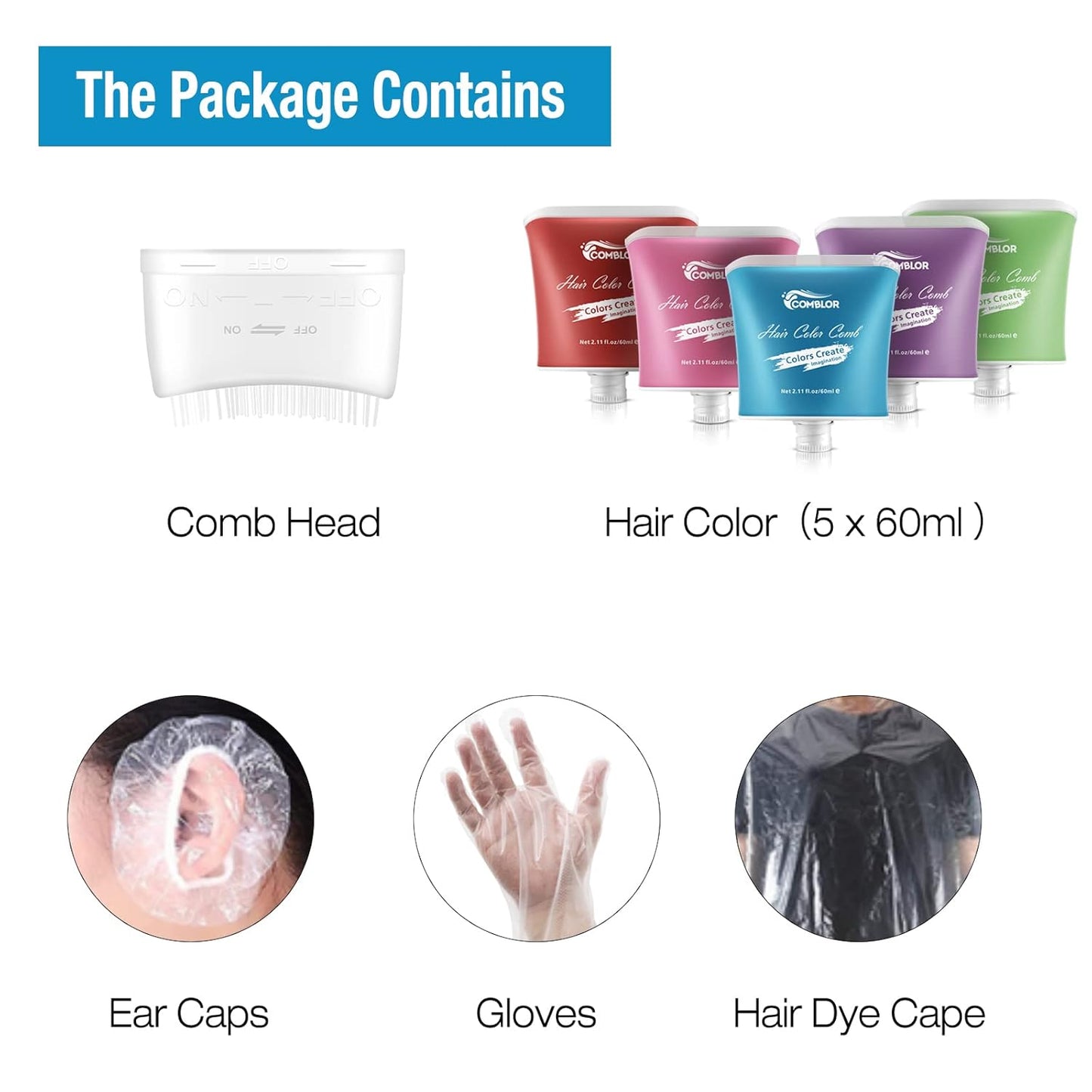 Hair Color Comb Set (5 Farben)