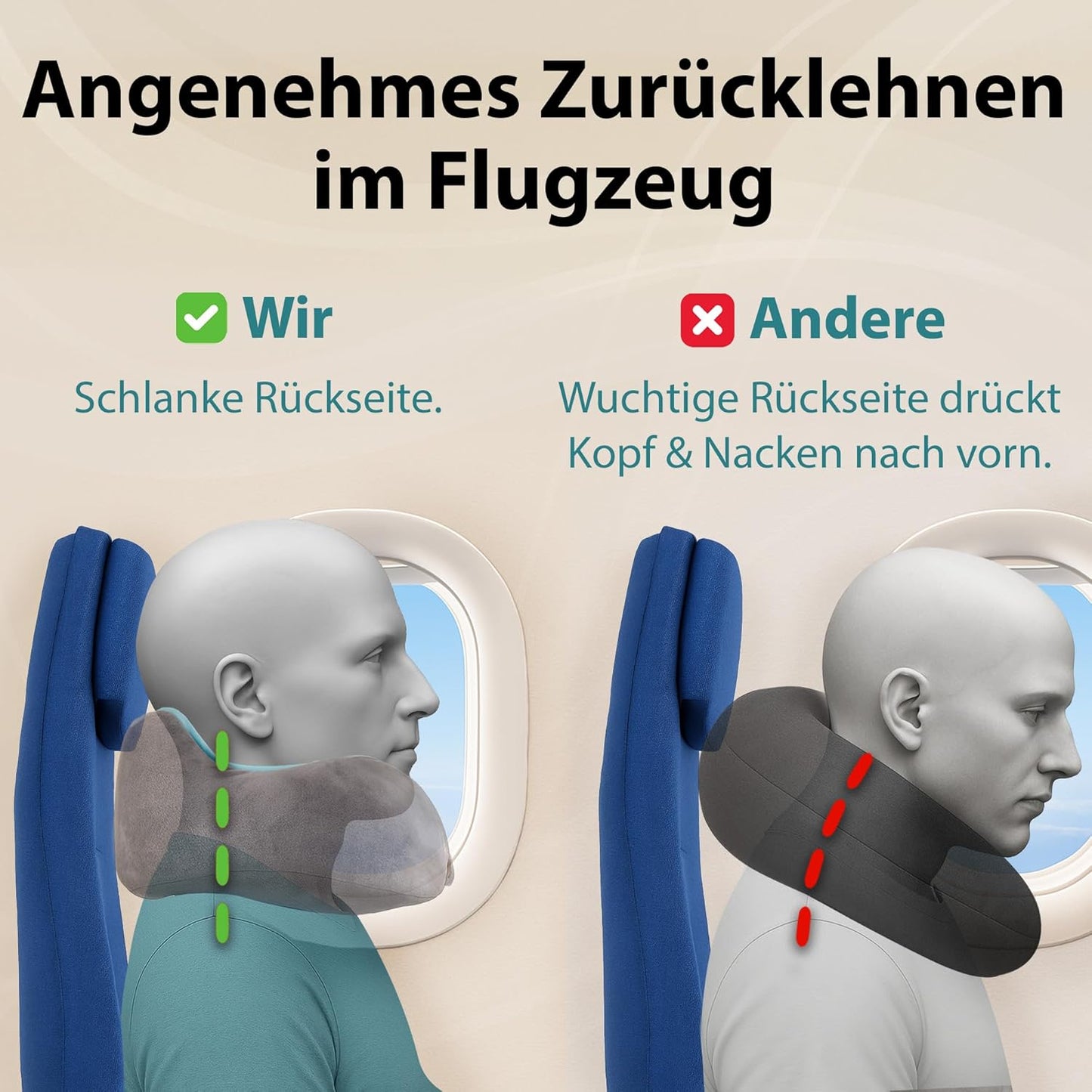 Einstellbares Memory Foam Reisekissen mit Kapuze, 2.1.1. Comfy With Hood - Grau