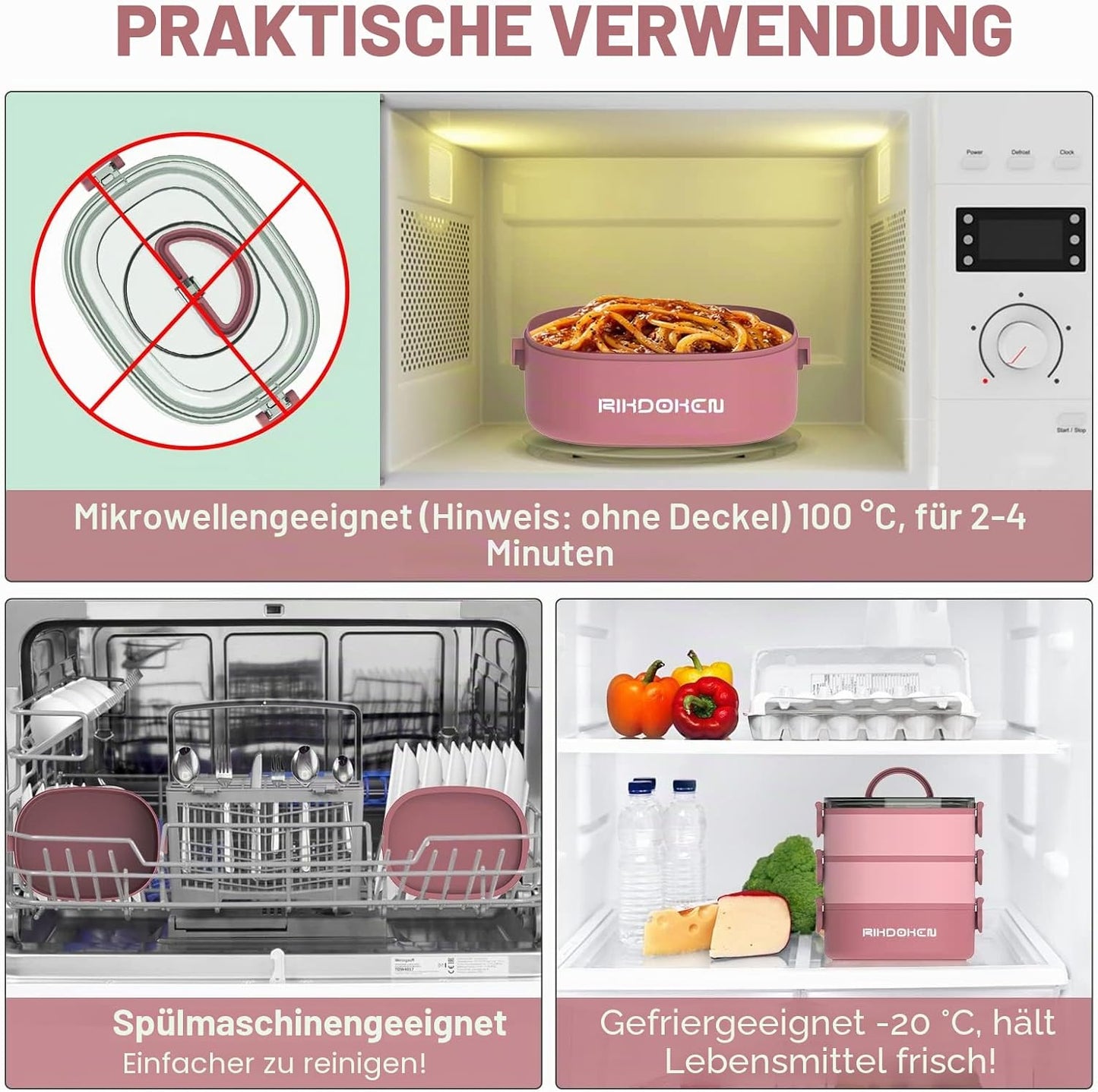 Stapelbare Bento Box, Rosa