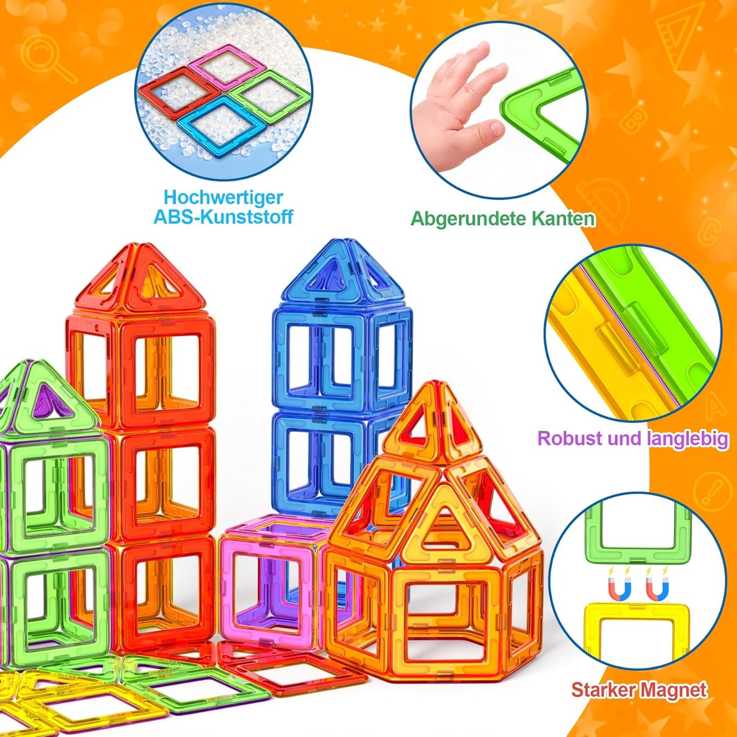 Magnetische Bausteine-Set mit 136 Teilen, Mehreren Farben-136pcs
