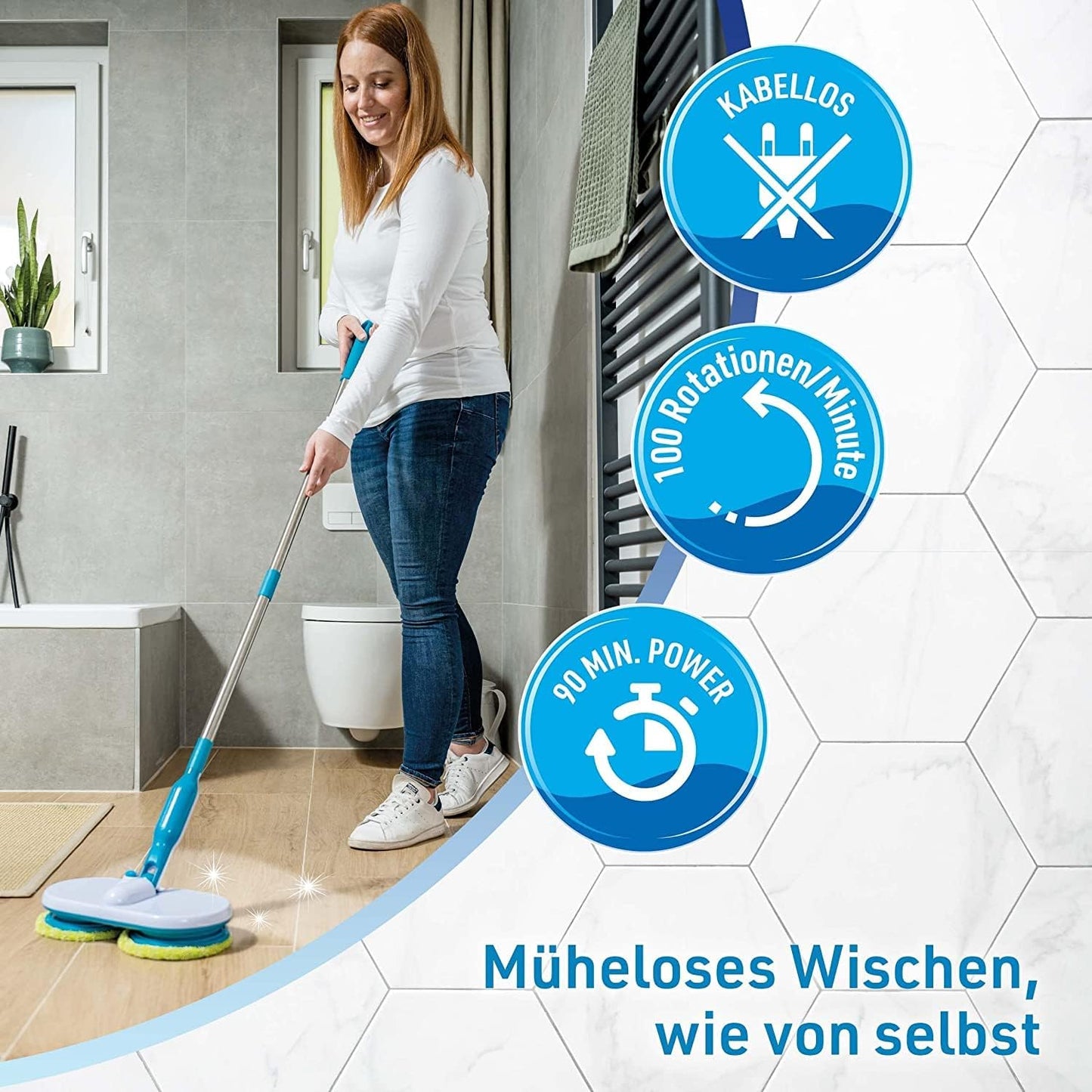Elektrischer Bodenwischer mit Mikrofaser Pads, Floating Mop Gerät