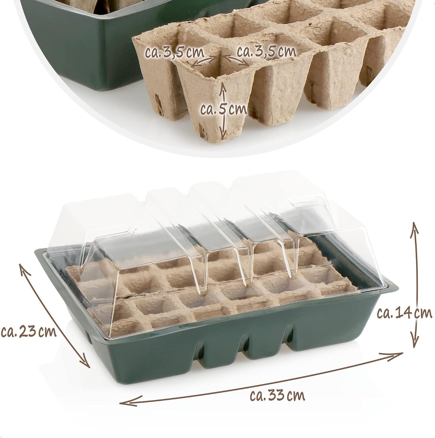 6er-Set Zimmergewächshäuser, 6x Zimmergewächshaus - Schwarz/Braun