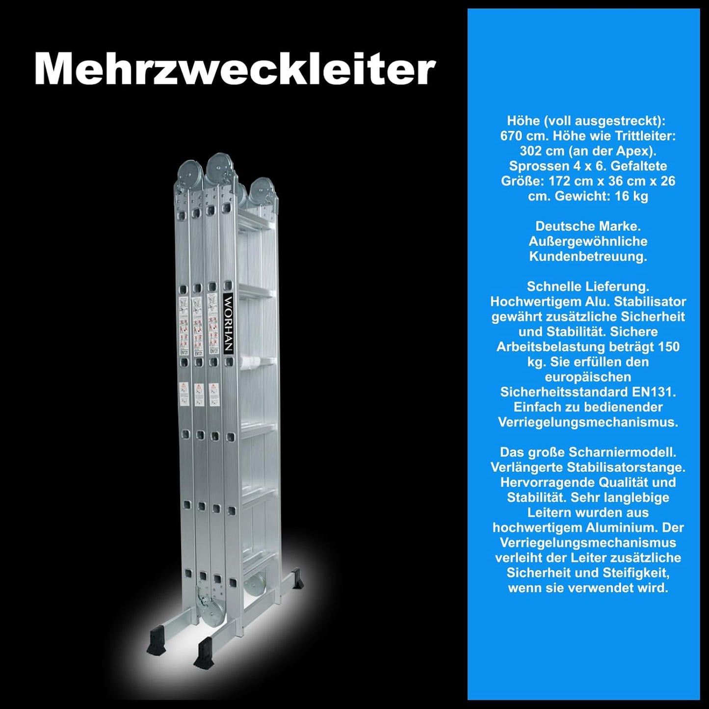 Mehrzweckleiter Aluminium 6,7m, 6,7m