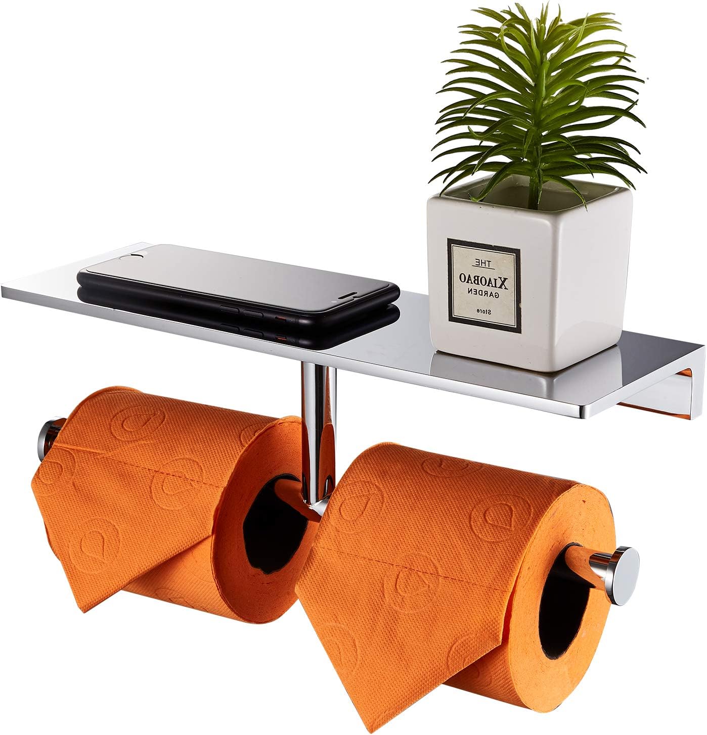 Doppelrollen-Toilettenpapierhalter mit Ablage, Doppel-toilettenpapierhalter Messing Chrom