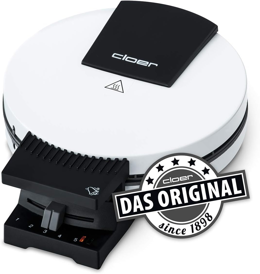 Waffeleisen 181 für Herzwaffeln, Waffelgrösse 16 cm, mit Signalton, Weiss