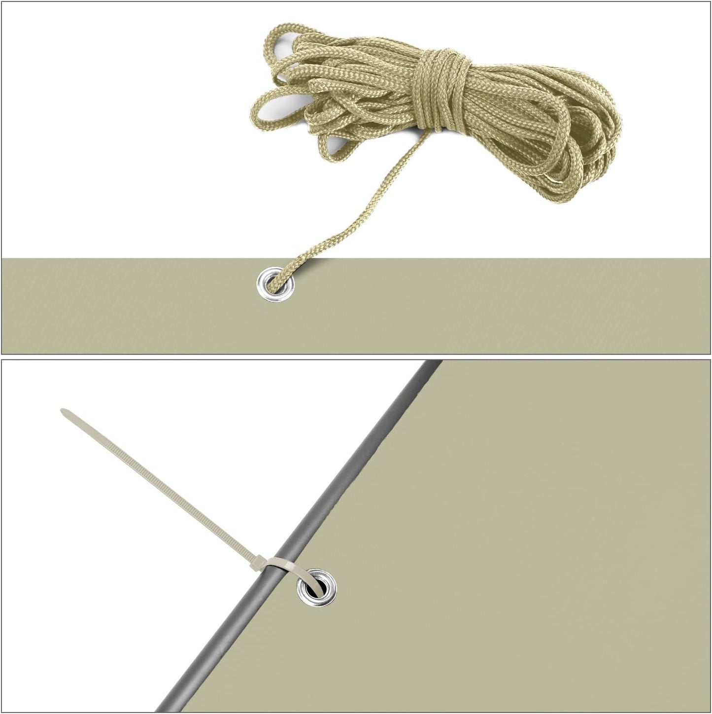 Balkonsichtschutz mit Zubehör, 0.8x6m (mit Kabelbindern & Kordeln) Taupe