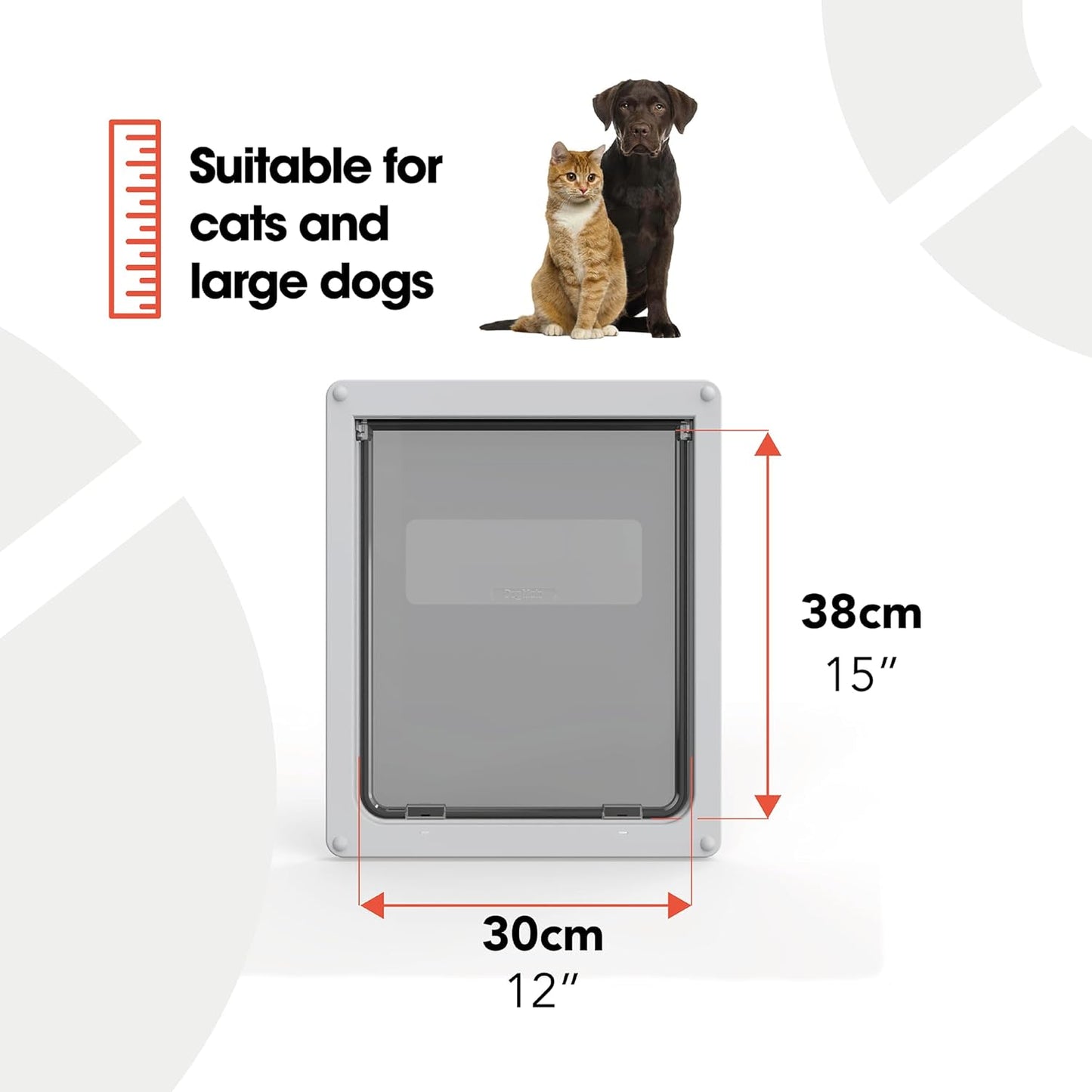 Verriegelbare Hundeklappe für grosse Hunde und Katzen, Weiss