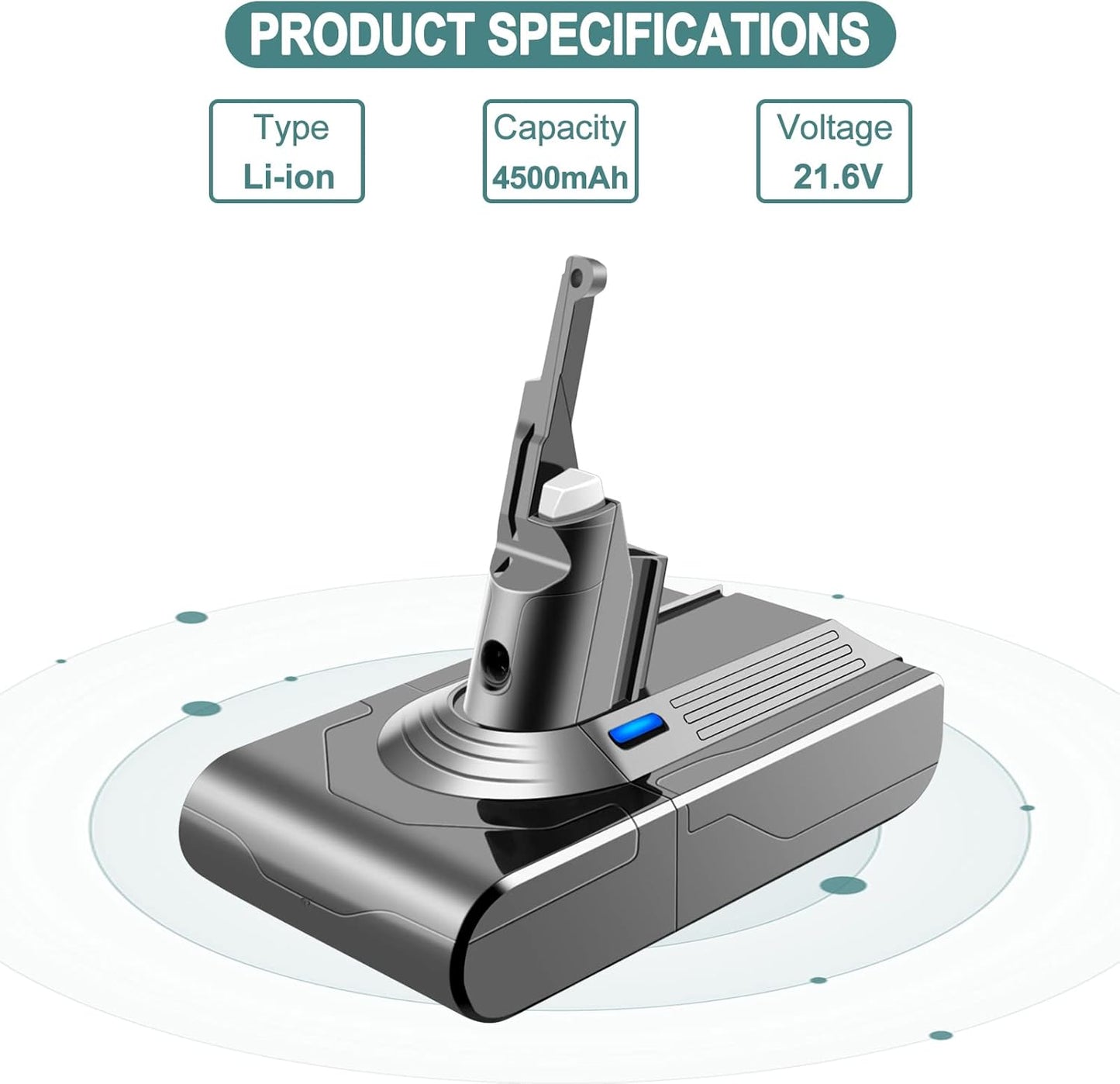 Ersatzakku für Dyson V8 mit 2 Filtern, V8 4500mAh Akku - 2 Stück Filter