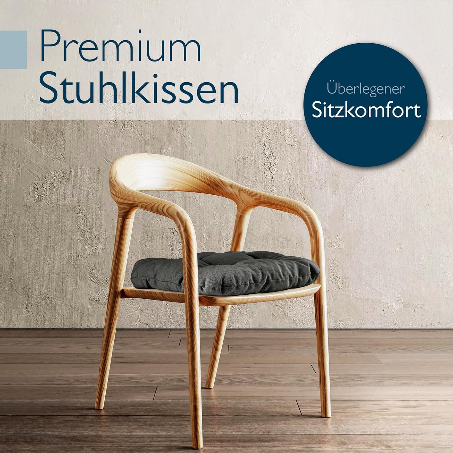 2-teiliges Stuhlkissen-Set, 40x40 cm, 2er Set Anthrazit
