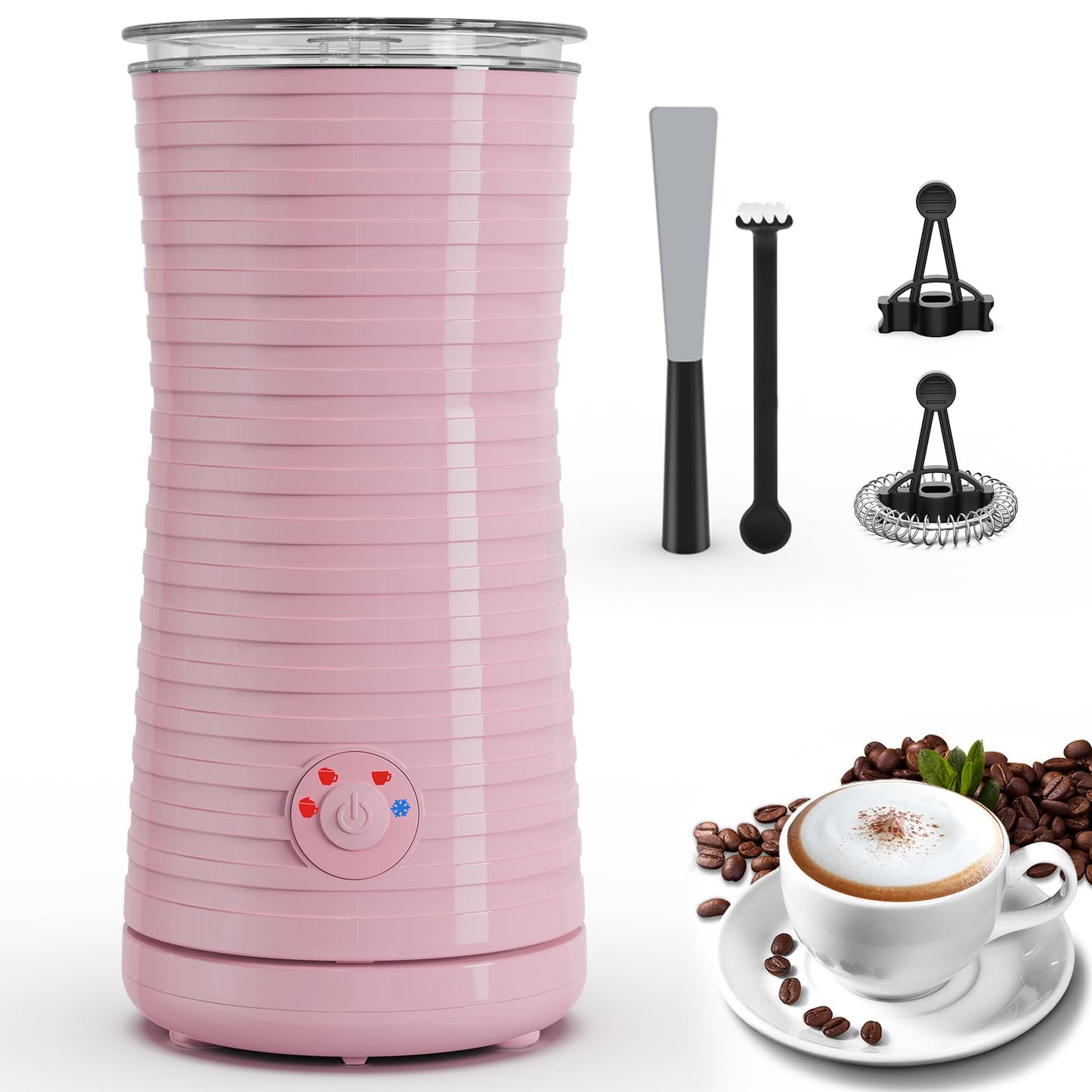 Elektrischer Milchaufschäumer, Automatisch 4 in 1, Rosa