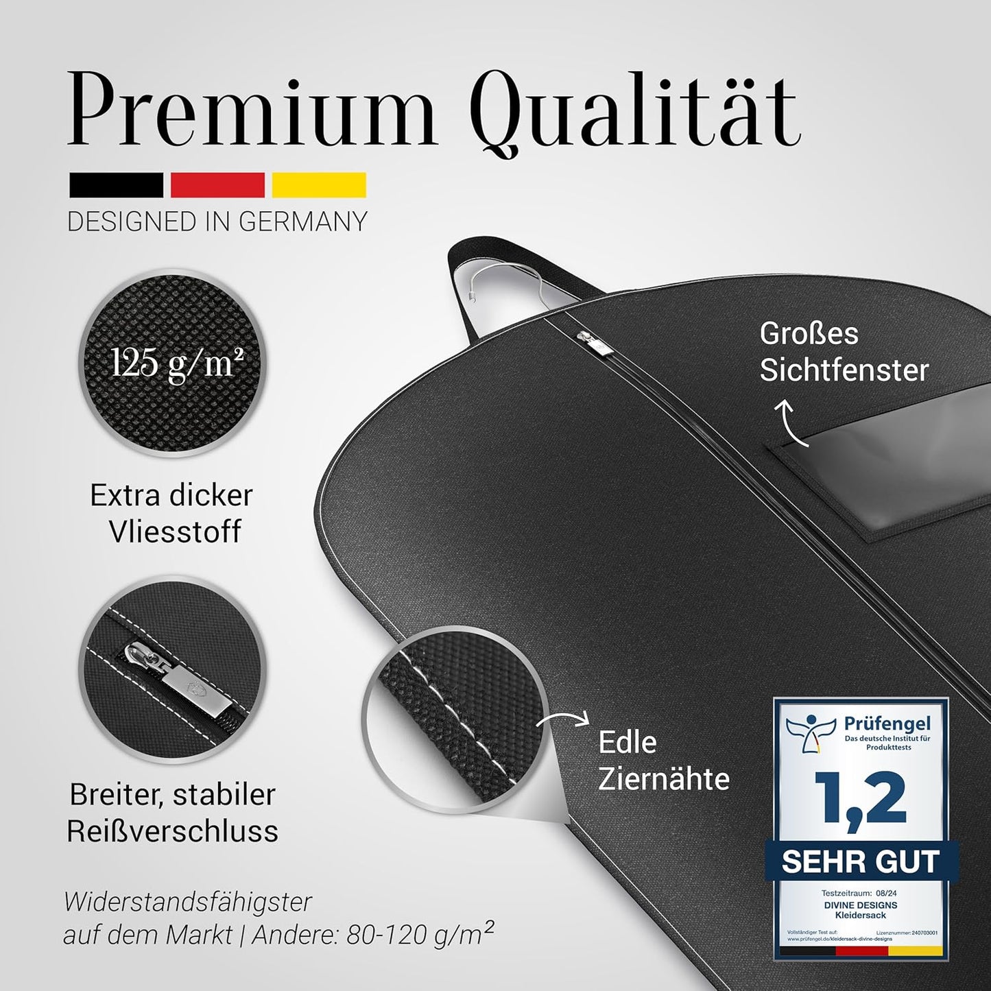 3er-Set Kleidersack mit Schuhbeutel, 102x60cm + Zubehör 3 Stück - Schwarz