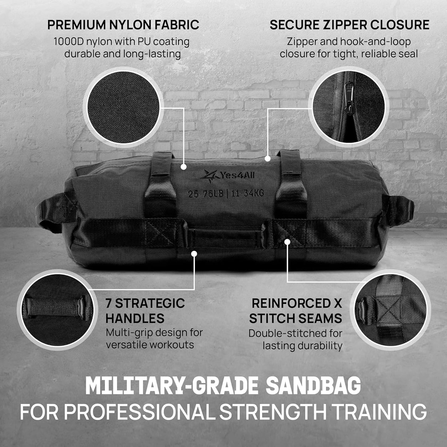 Verstellbare Sandsäcke für Krafttraining, F. Schwarz - (11kg - 34kg)