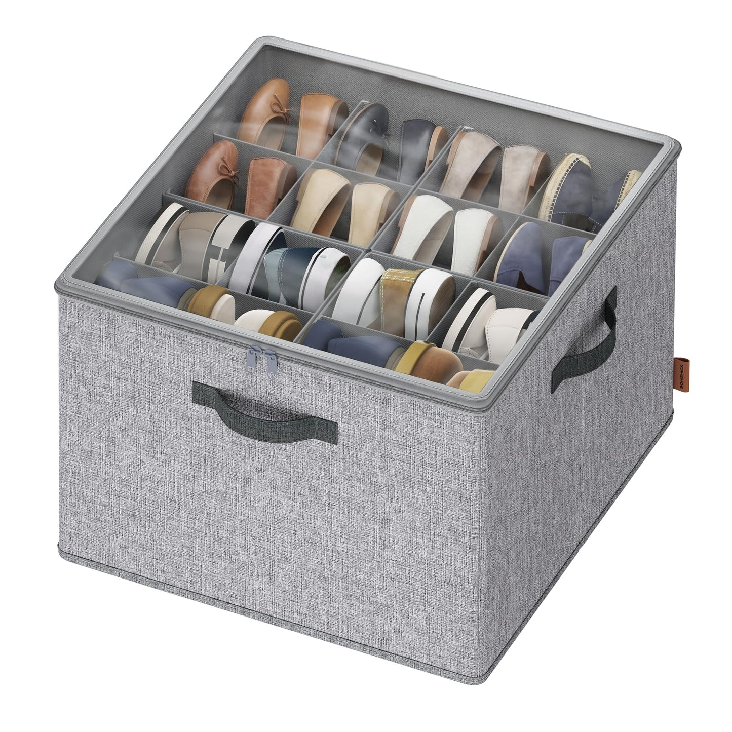 Schuh-Organizer für 16 Paar, verstellbar, stapelbar, 1er Set Taubengrau