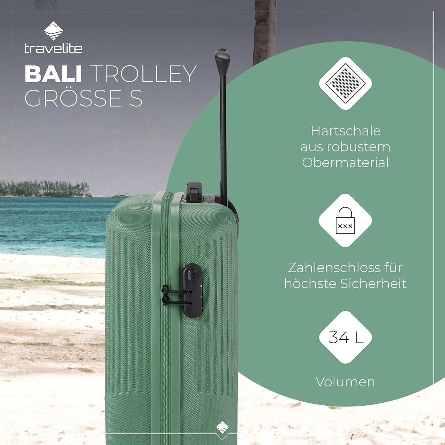 Koffer & Trolley Bali 4w Trolley S, Grün Trolley Handgepäck (55 cm)