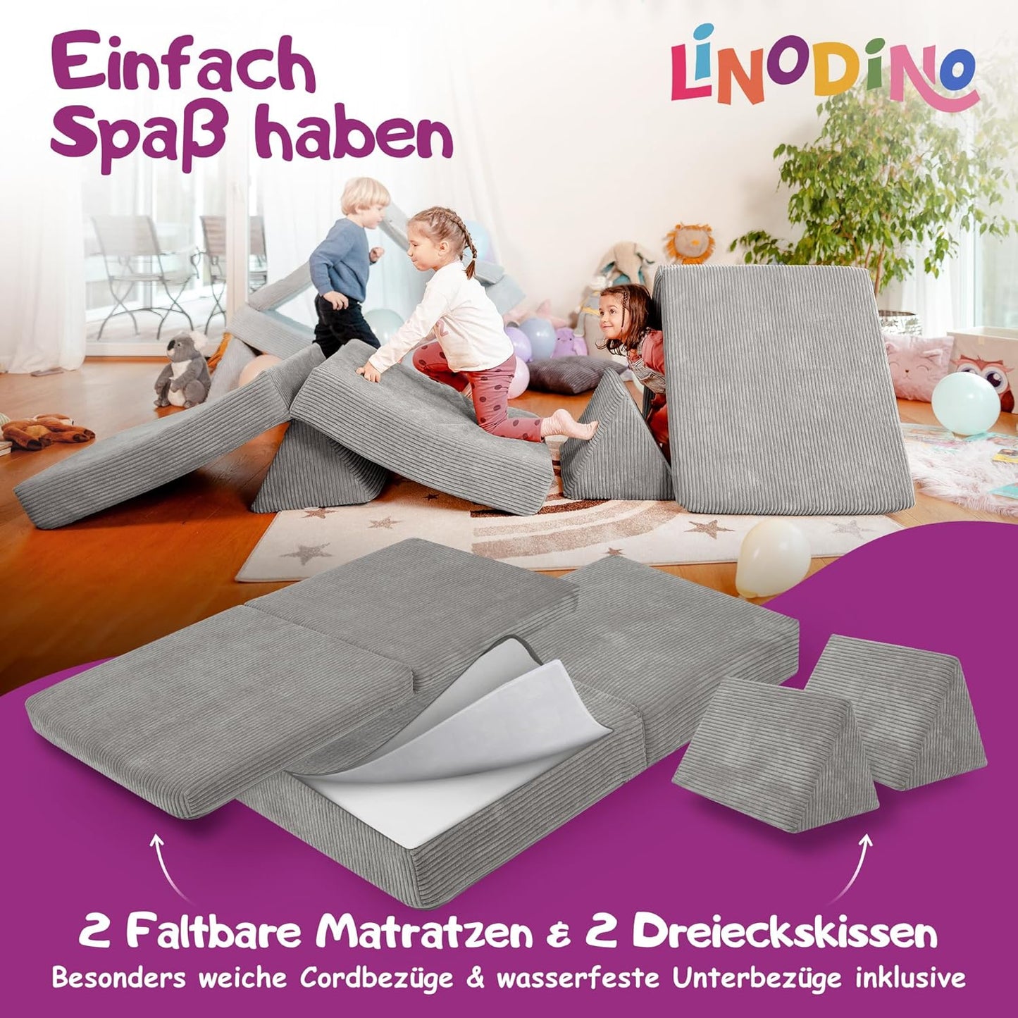 Spielsofa für Kinder, Elefanten Grau