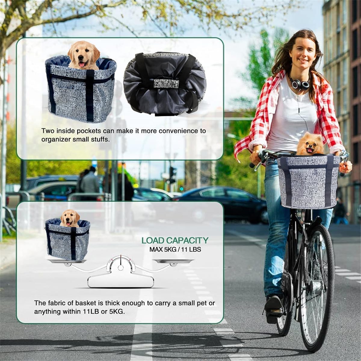 Faltbarer Velo-Lenkerkorb, Grau B